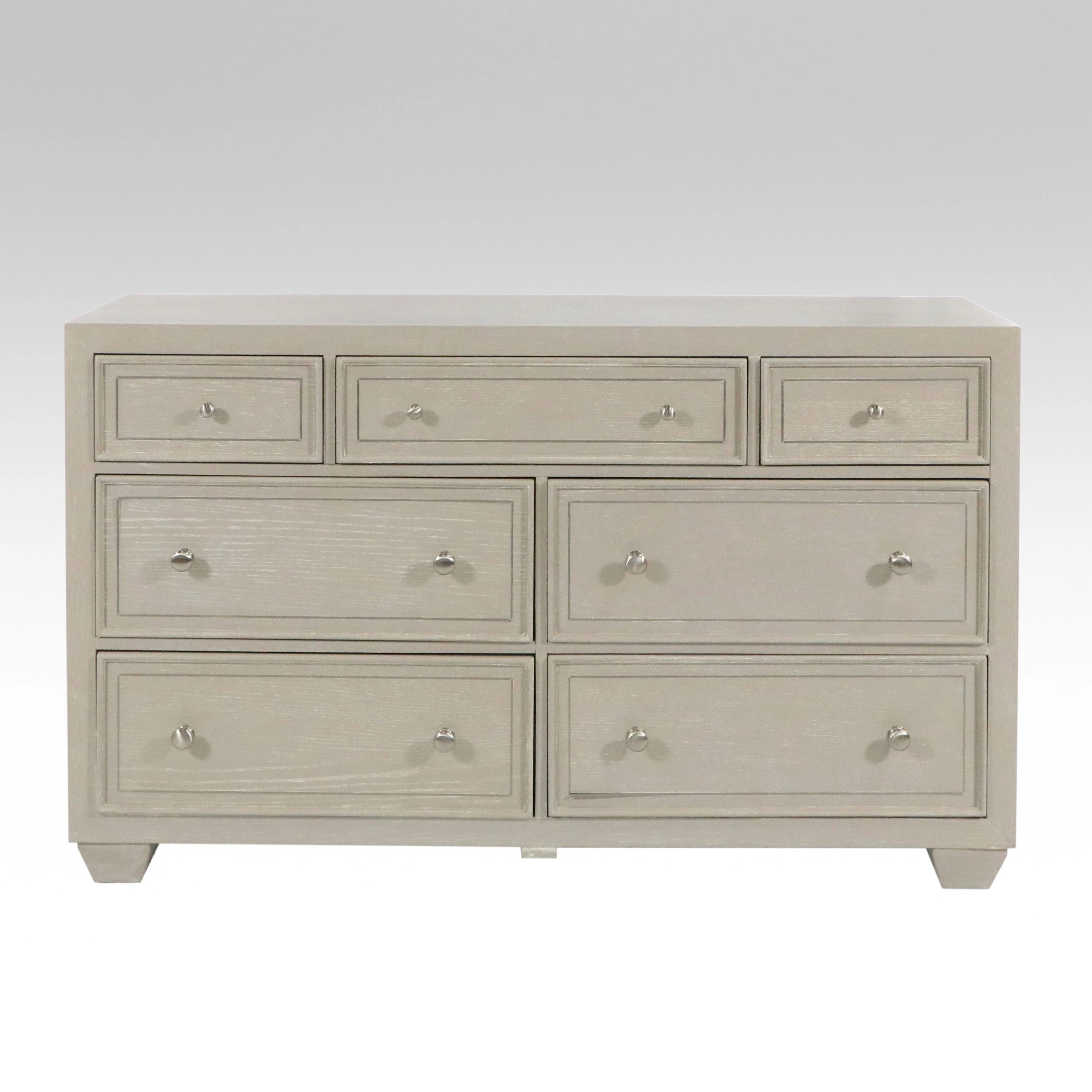 Contemporary Light Gray Seven-Drawer Dresser, 21st Century
