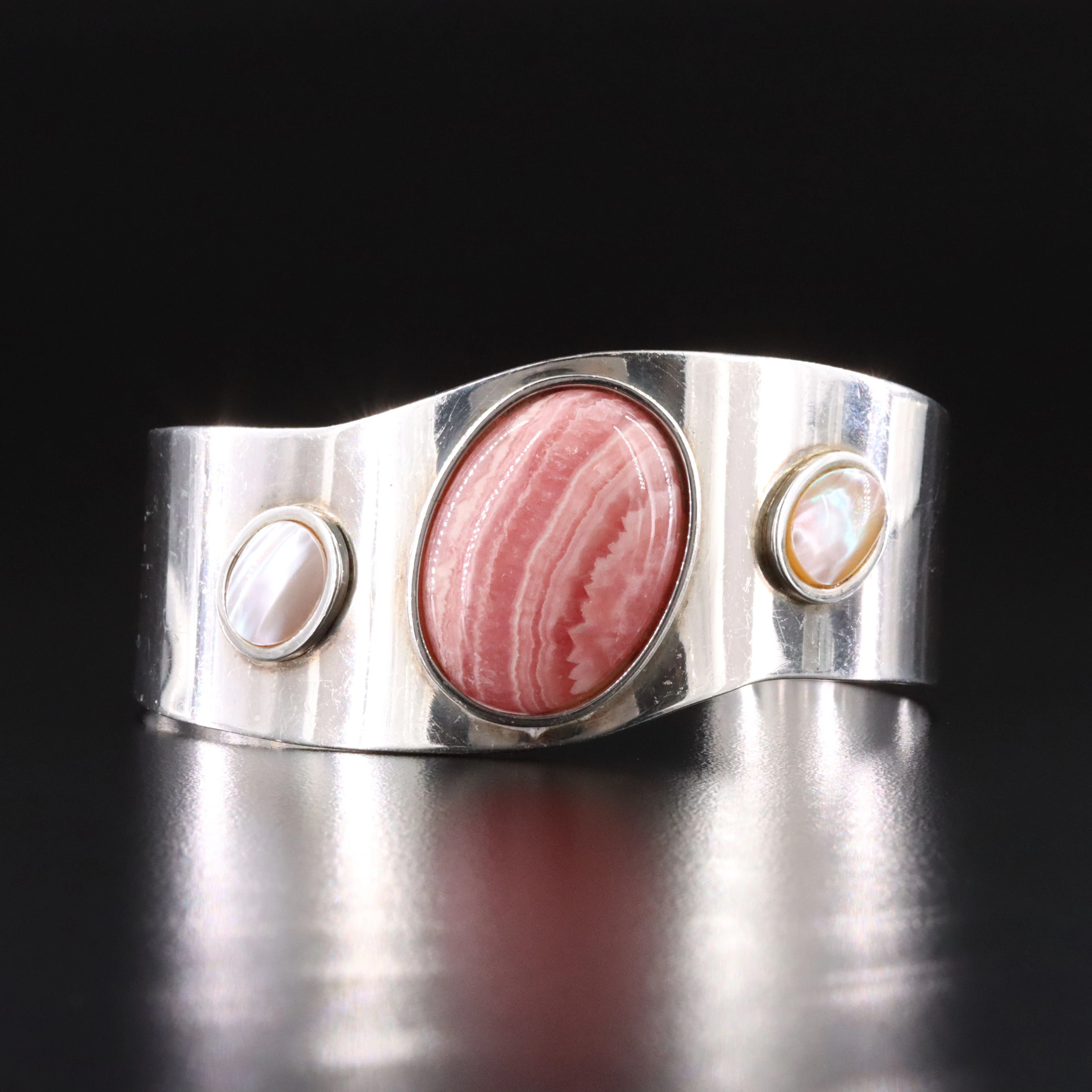 Desert Rose Trading Sterling Cuff Featuring Rhodochrosite