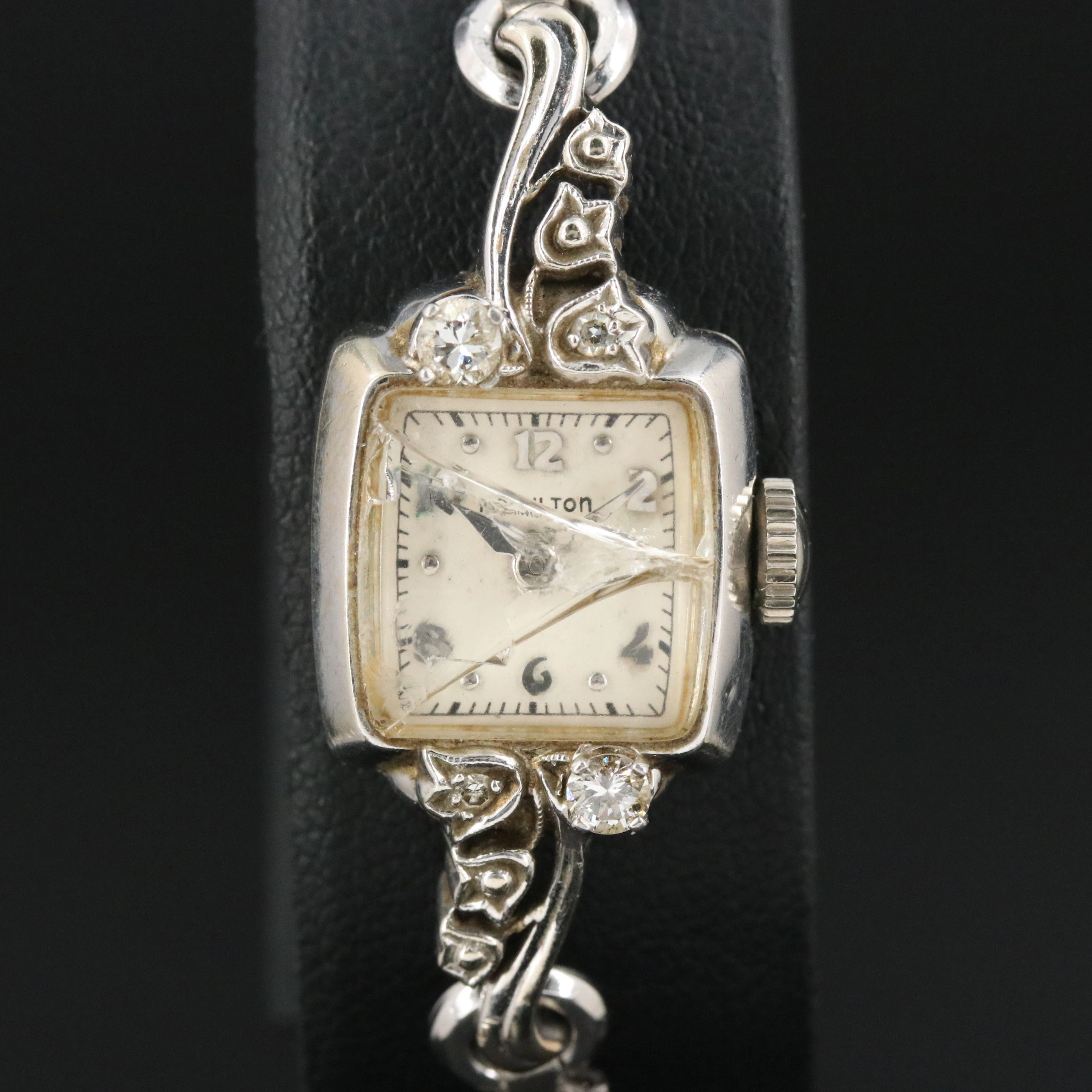Hamilton 14K, Diamond Vintage Stem Wind Watch