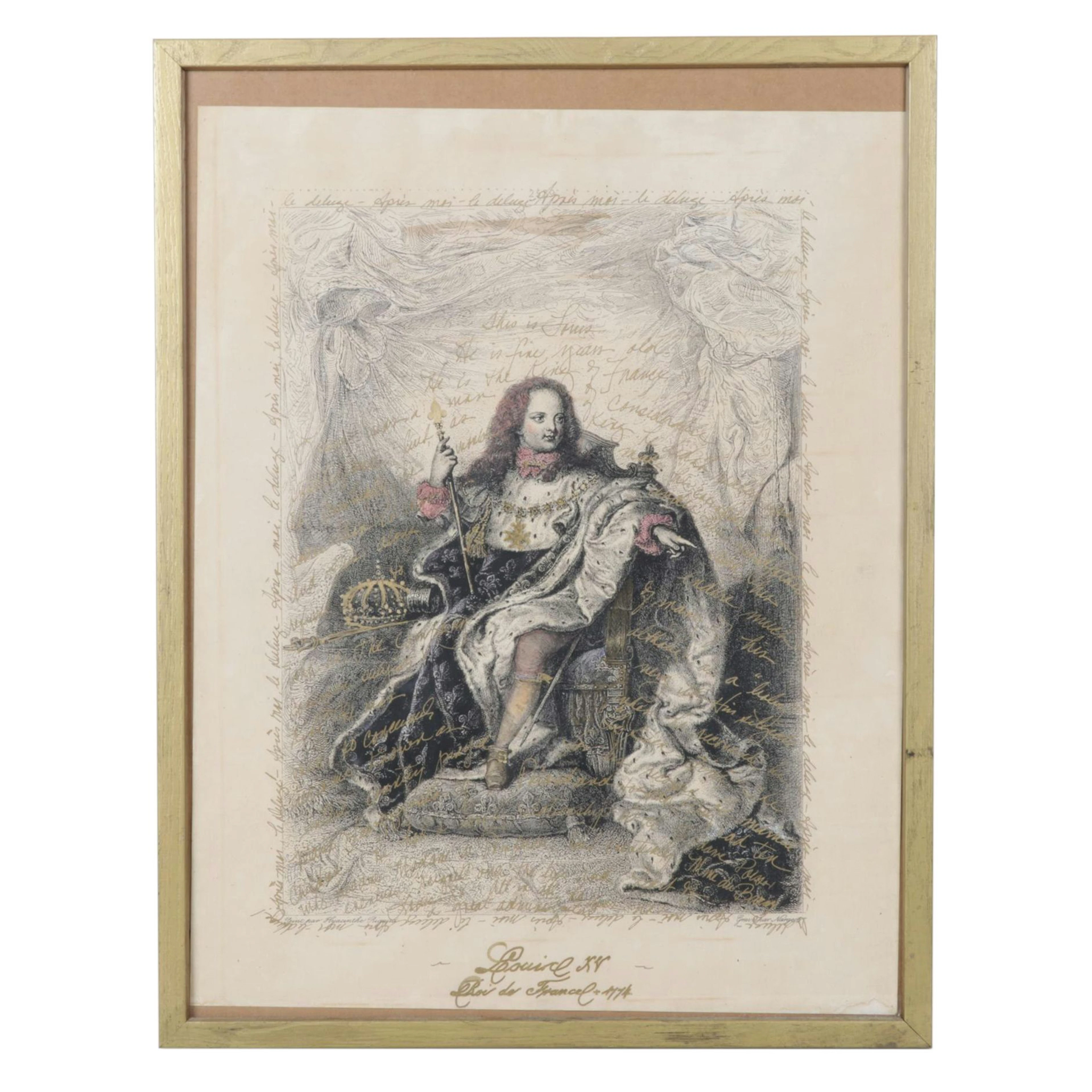 J.D. Nargeot "Portrait of Louis XV" Colored Etching After Hyacinthe Rigaud
