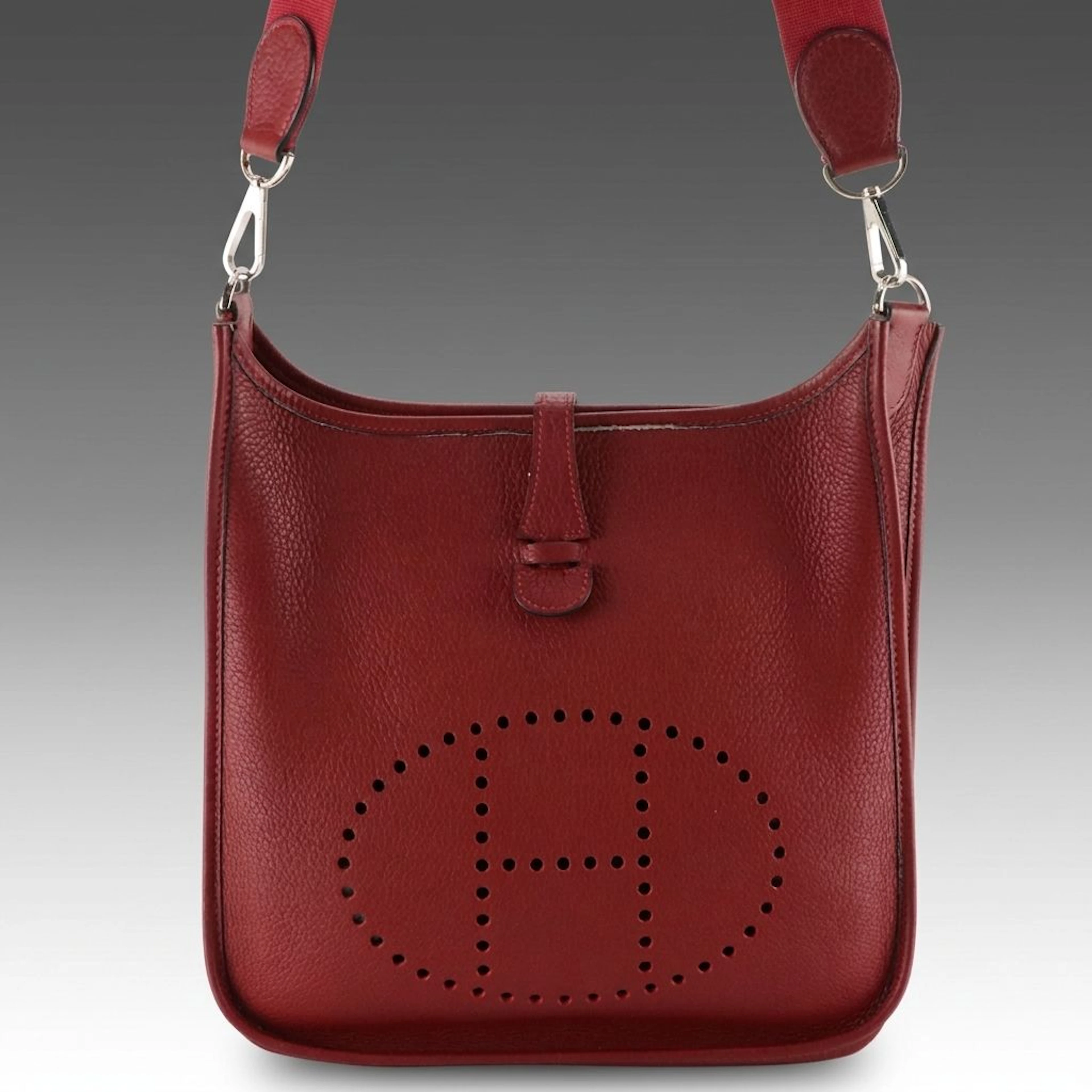 Hermès Evelyne II PM Bag in Brique Red Clemence Leather, With Box