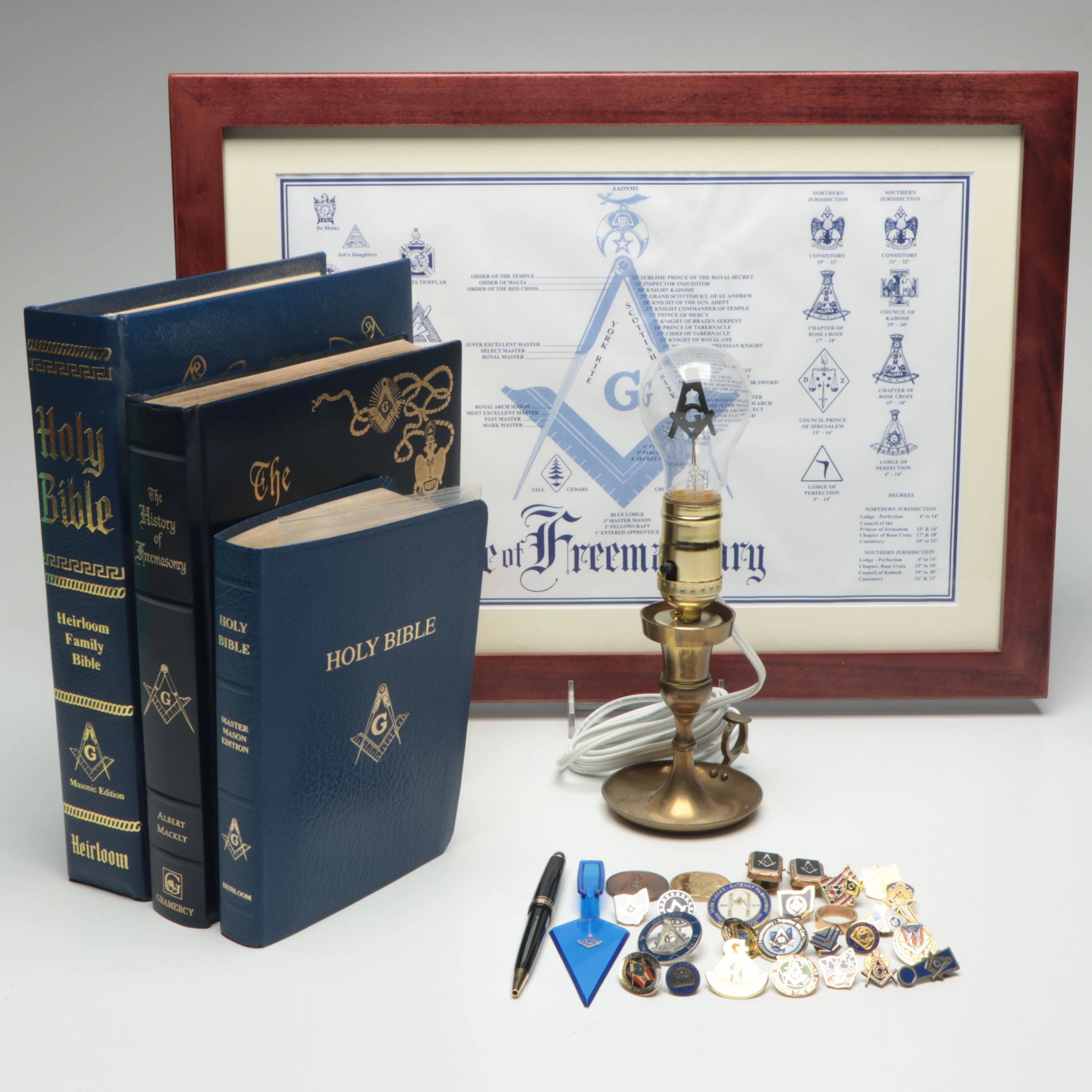 "The History of Freemasonry" with Masonic Edition Bibles and Memorabilia