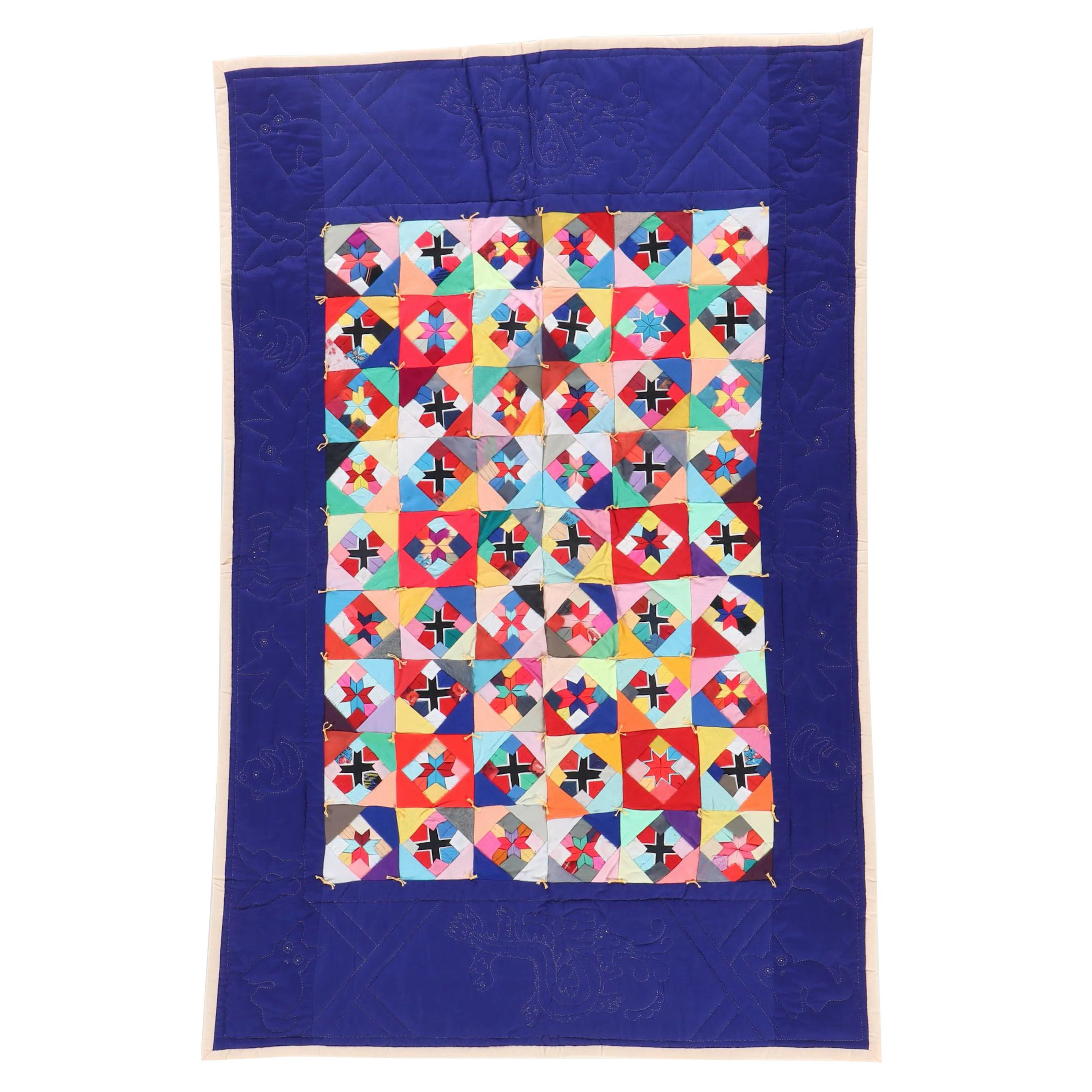 Chinese Handcrafted Folk Art "Bai Jia Bei" One Hundred Families Quilt