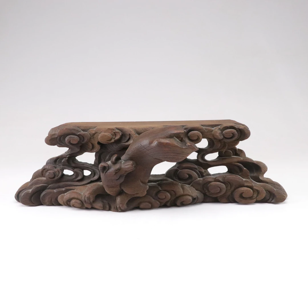 Fox Jumping in Water Wooden Sculpture