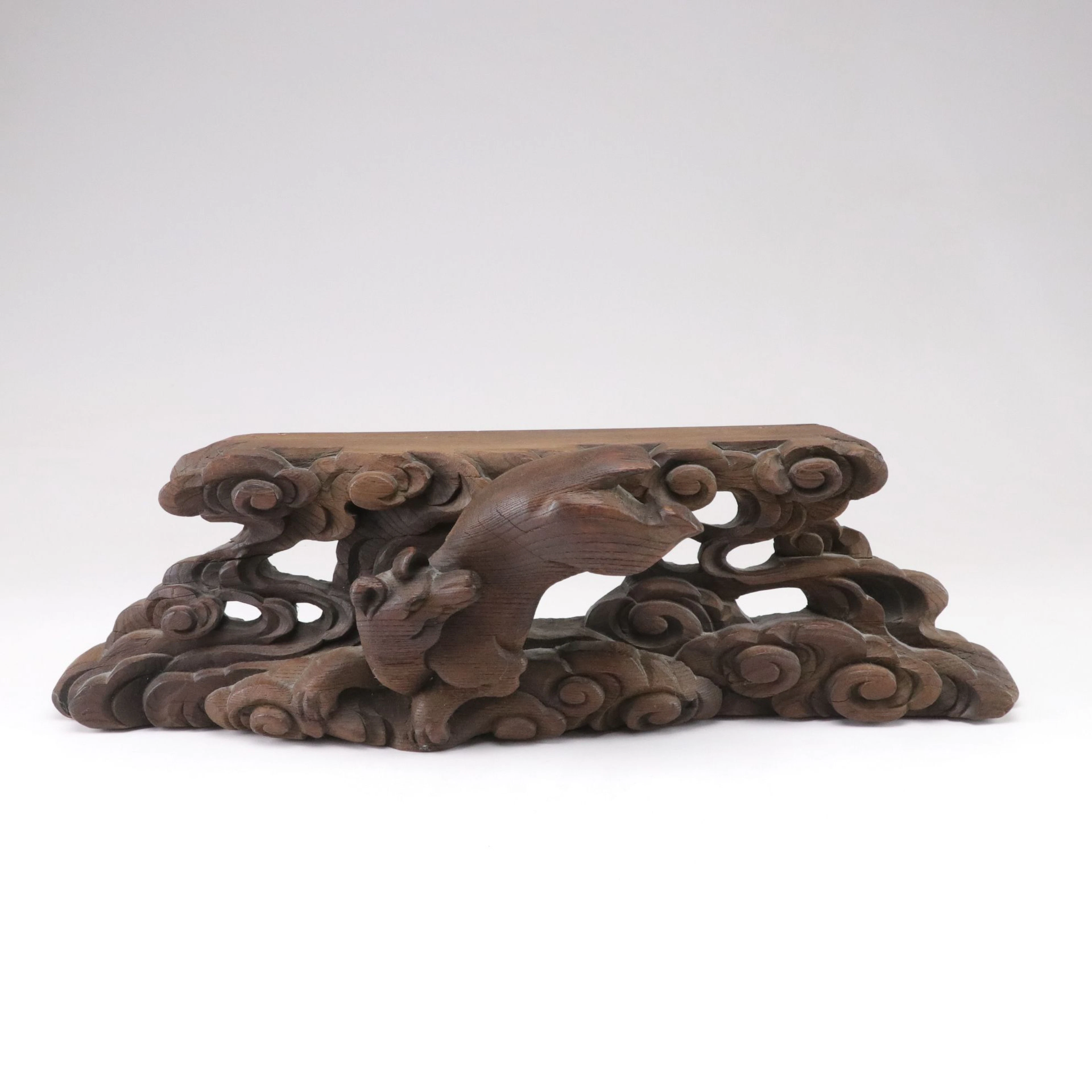 Fox Jumping in Water Wooden Sculpture