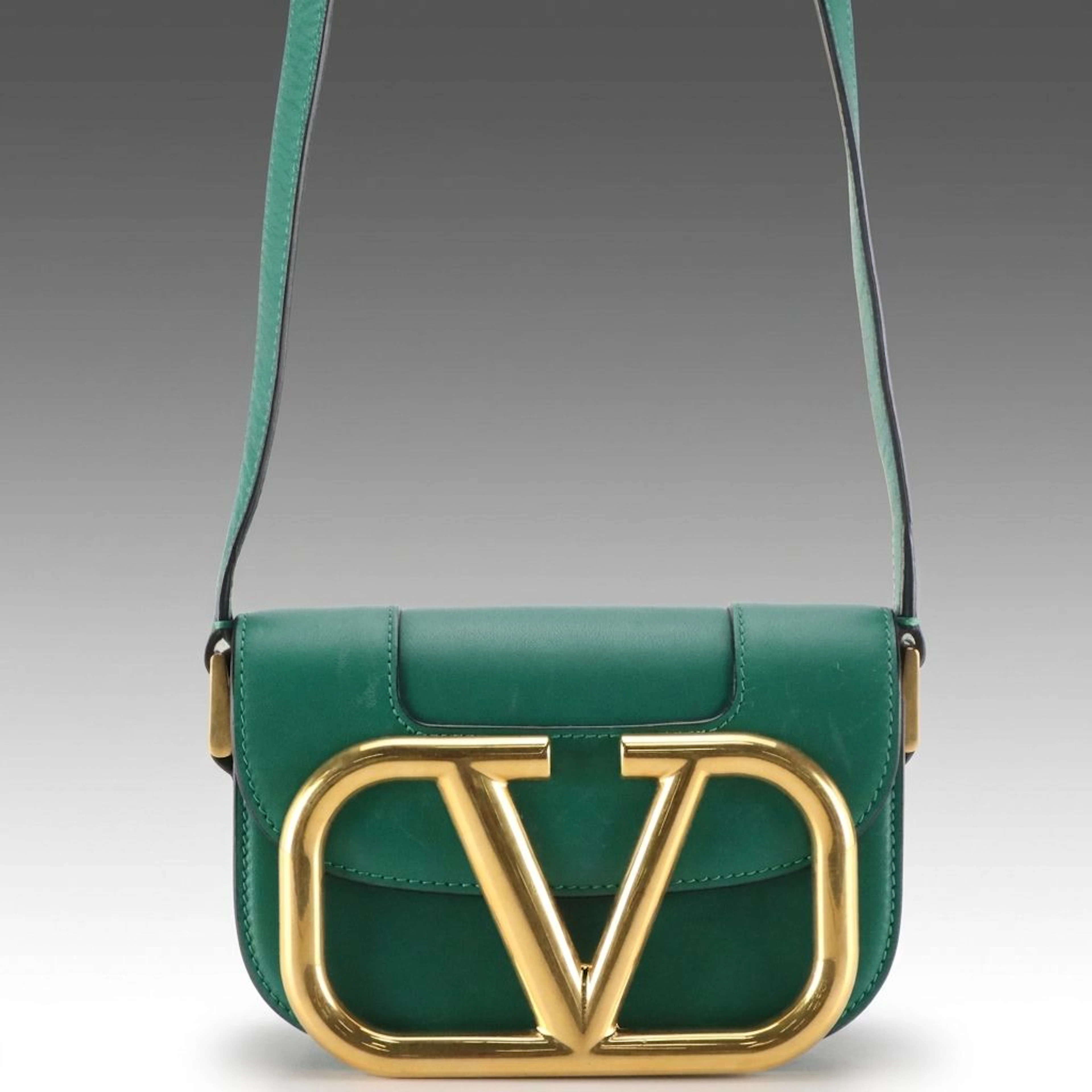 Valentino Garavani Supervee Crossbody Bag in Green Calfskin Leather