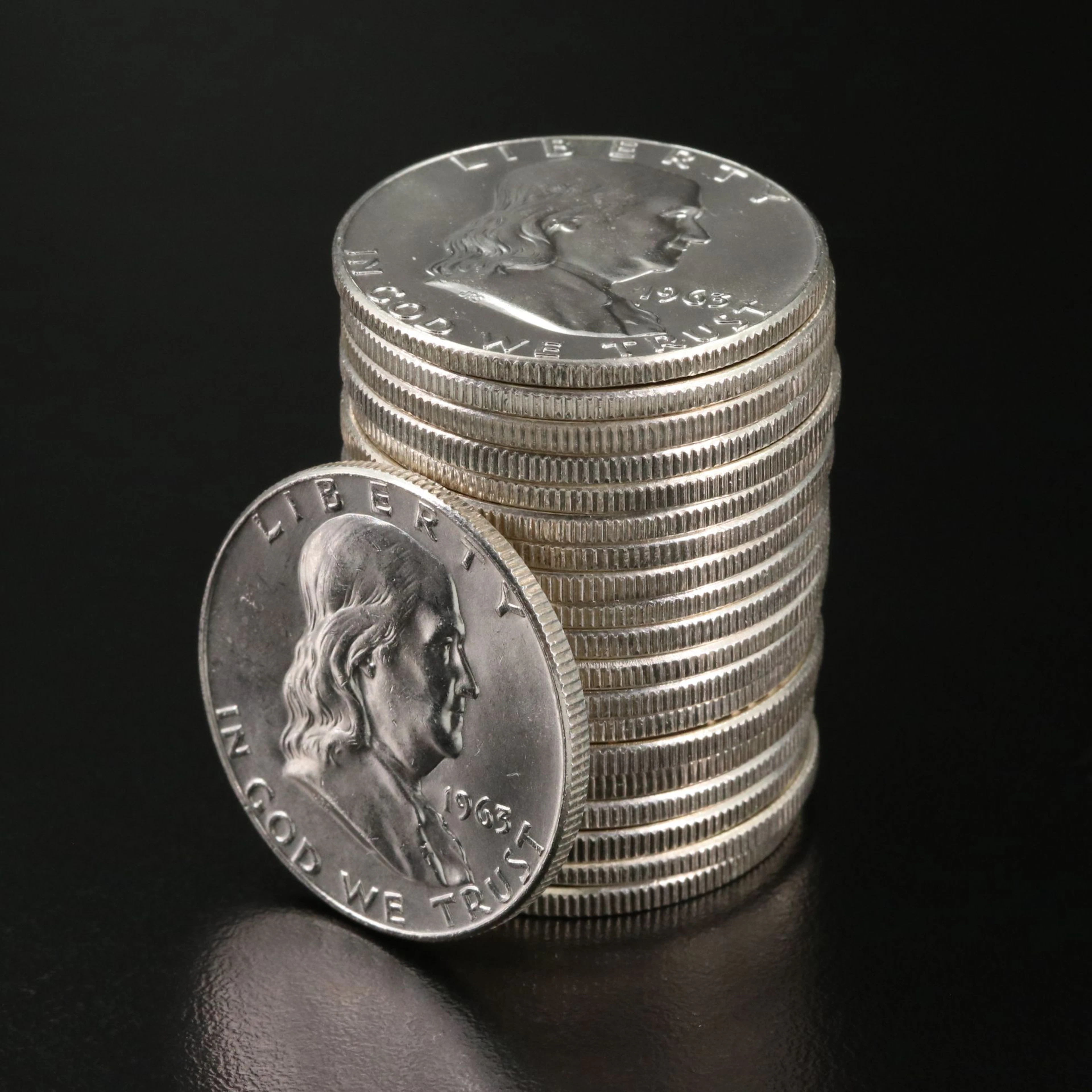 Roll of Twenty Uncirculated Franklin Silver Half Dollars