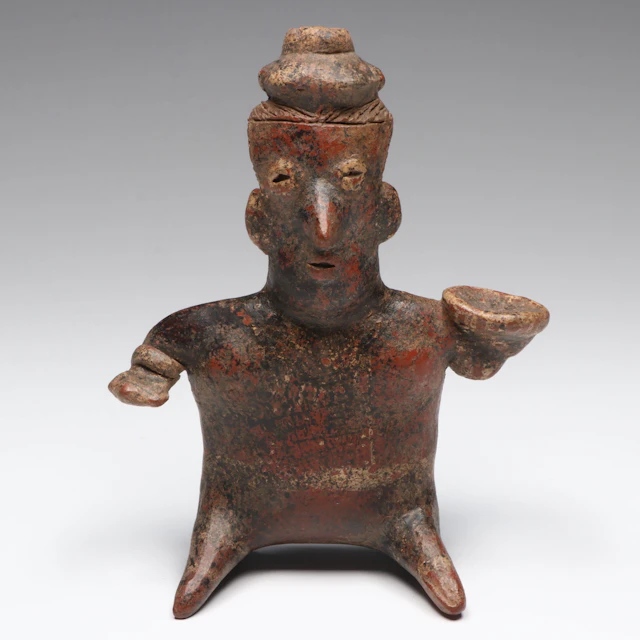 Nayarit Seated Figure with Bowl, Circa 100 BCE–250 CE