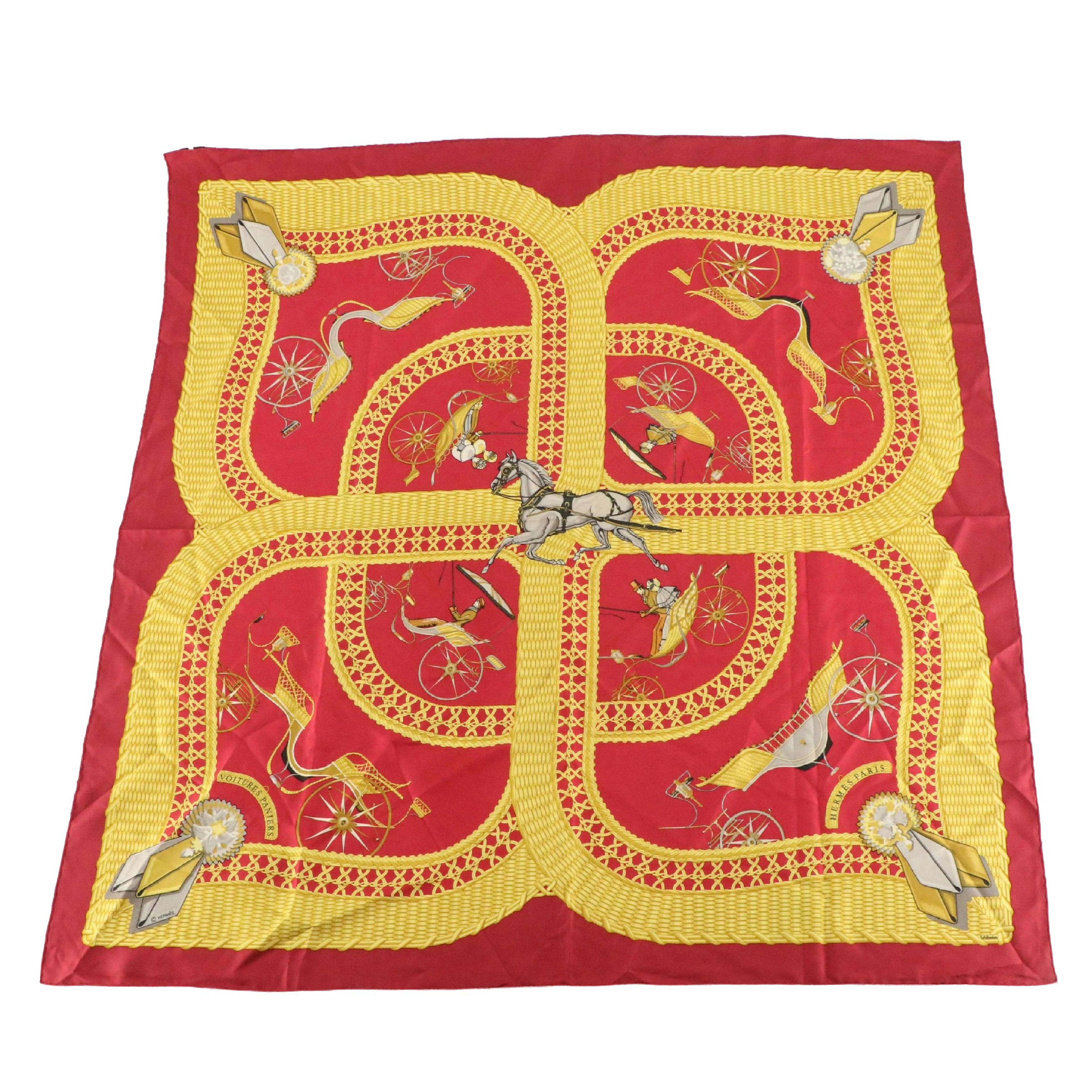 Hermès "Voitures Paniers" Scarf 90 in Silk Twill