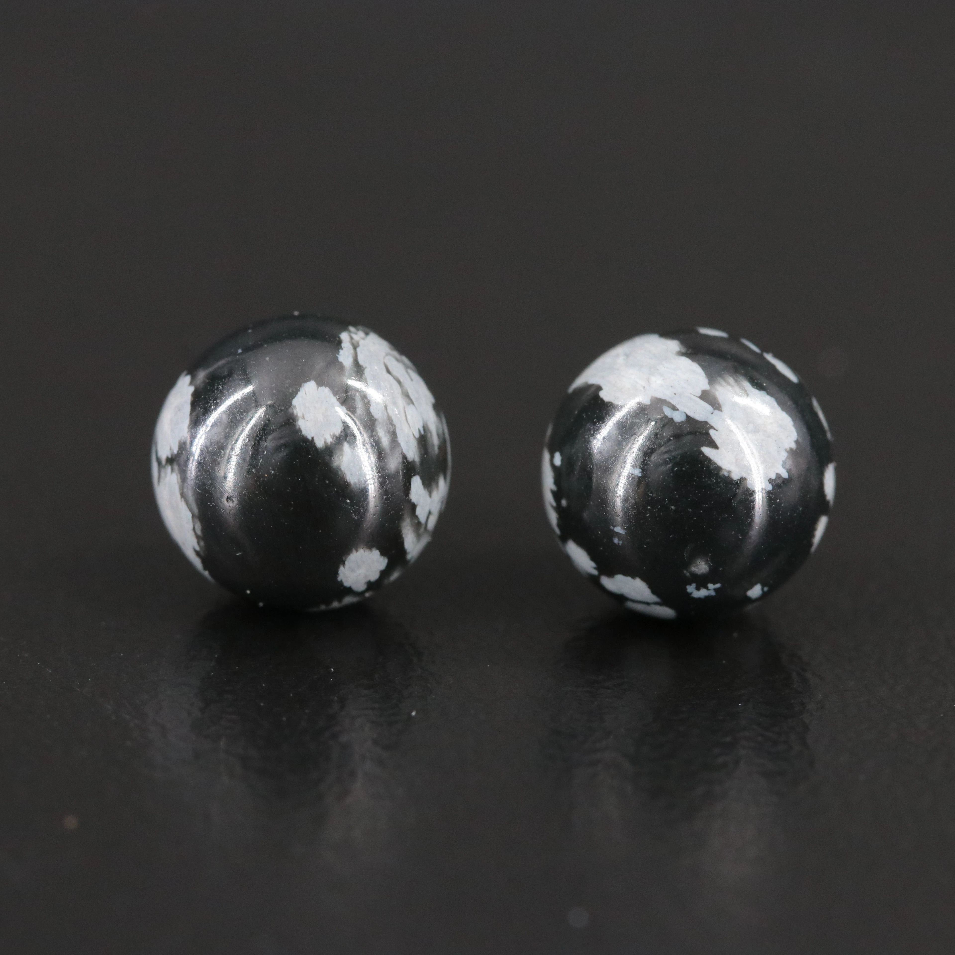 14K Snowflake Obsidian Earrings