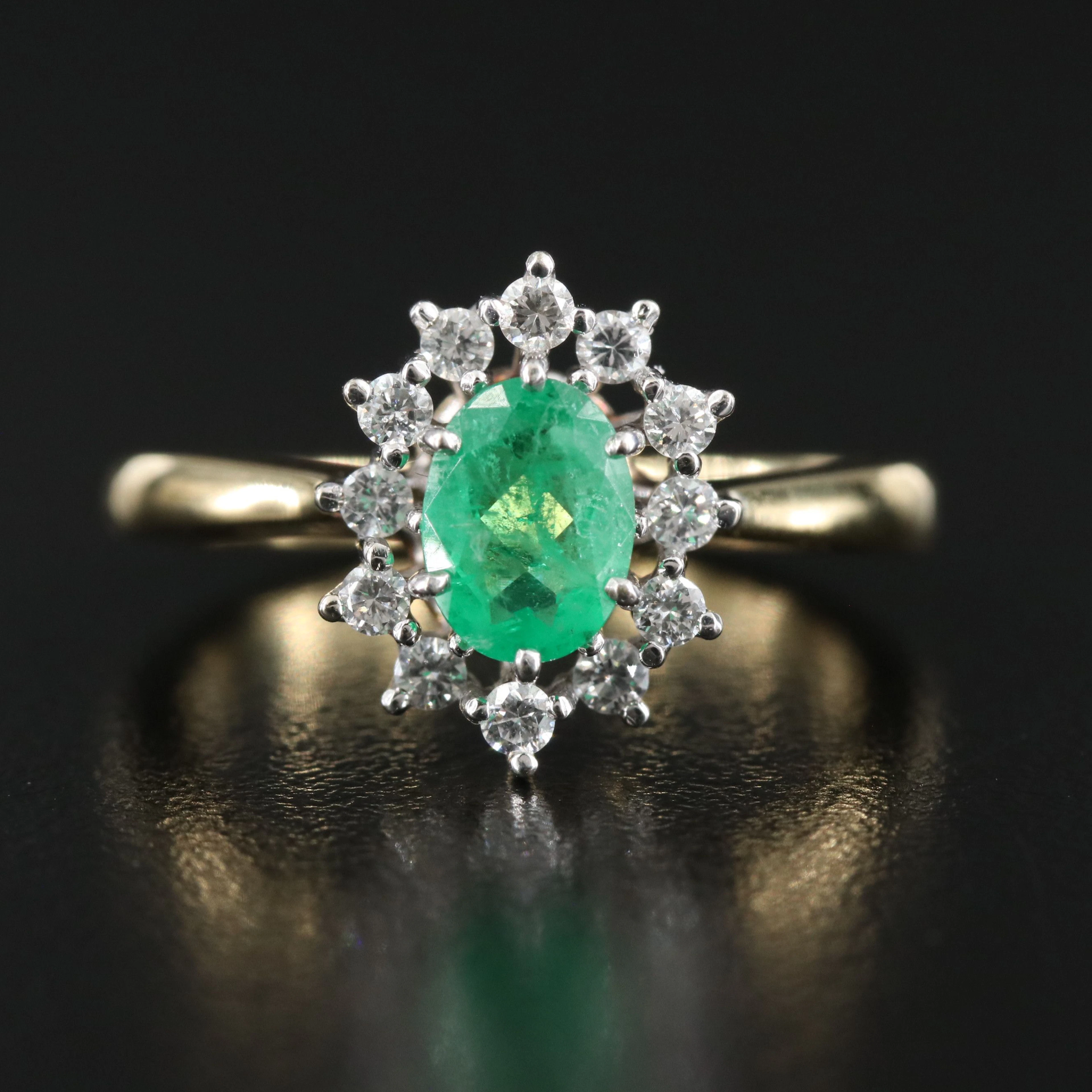 14K and 18K Emerald and Diamond Ring