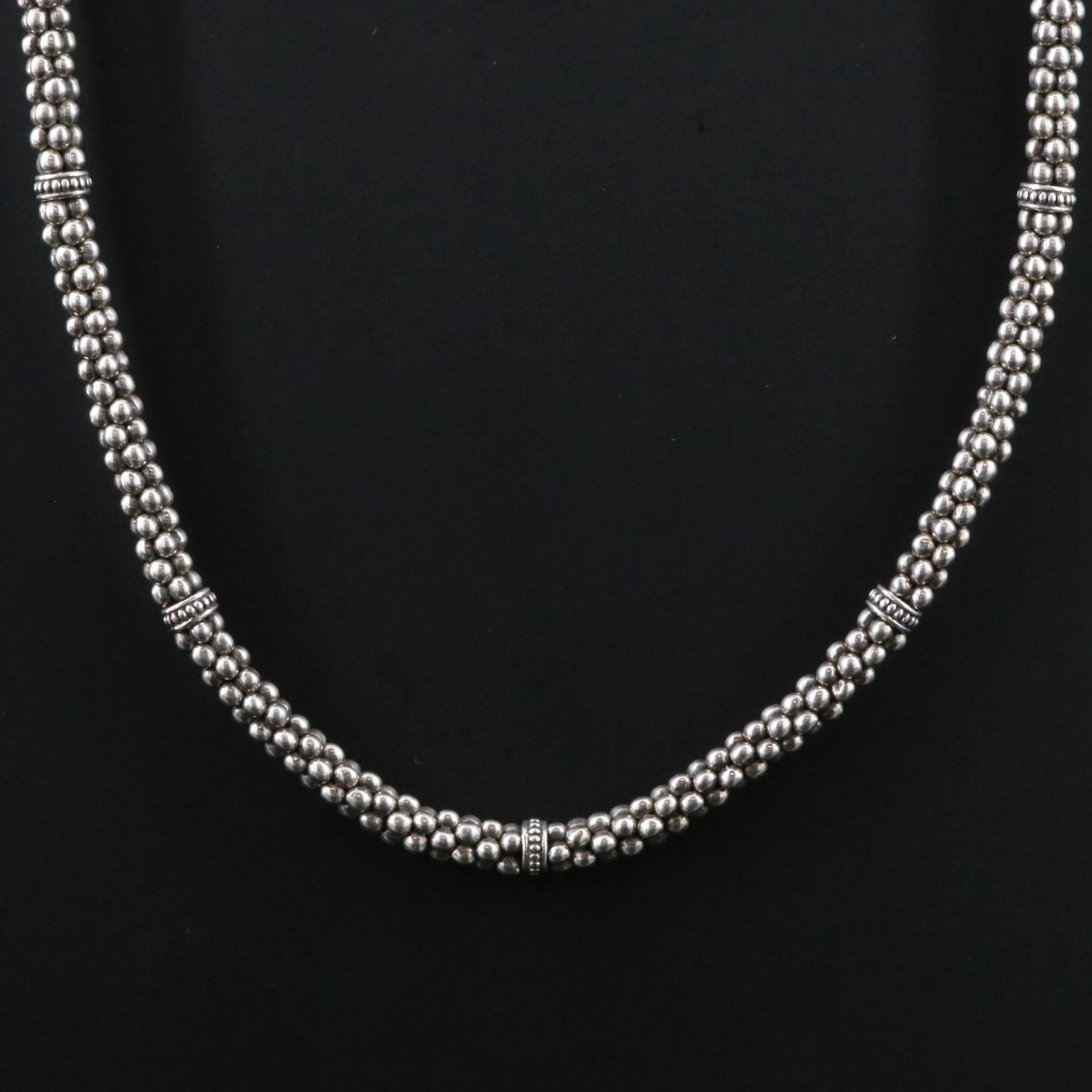 Lagos Signature Caviar Sterling Station Necklace