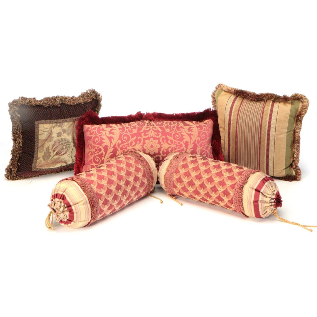 Damask with Other Upholstered Accent Pillows