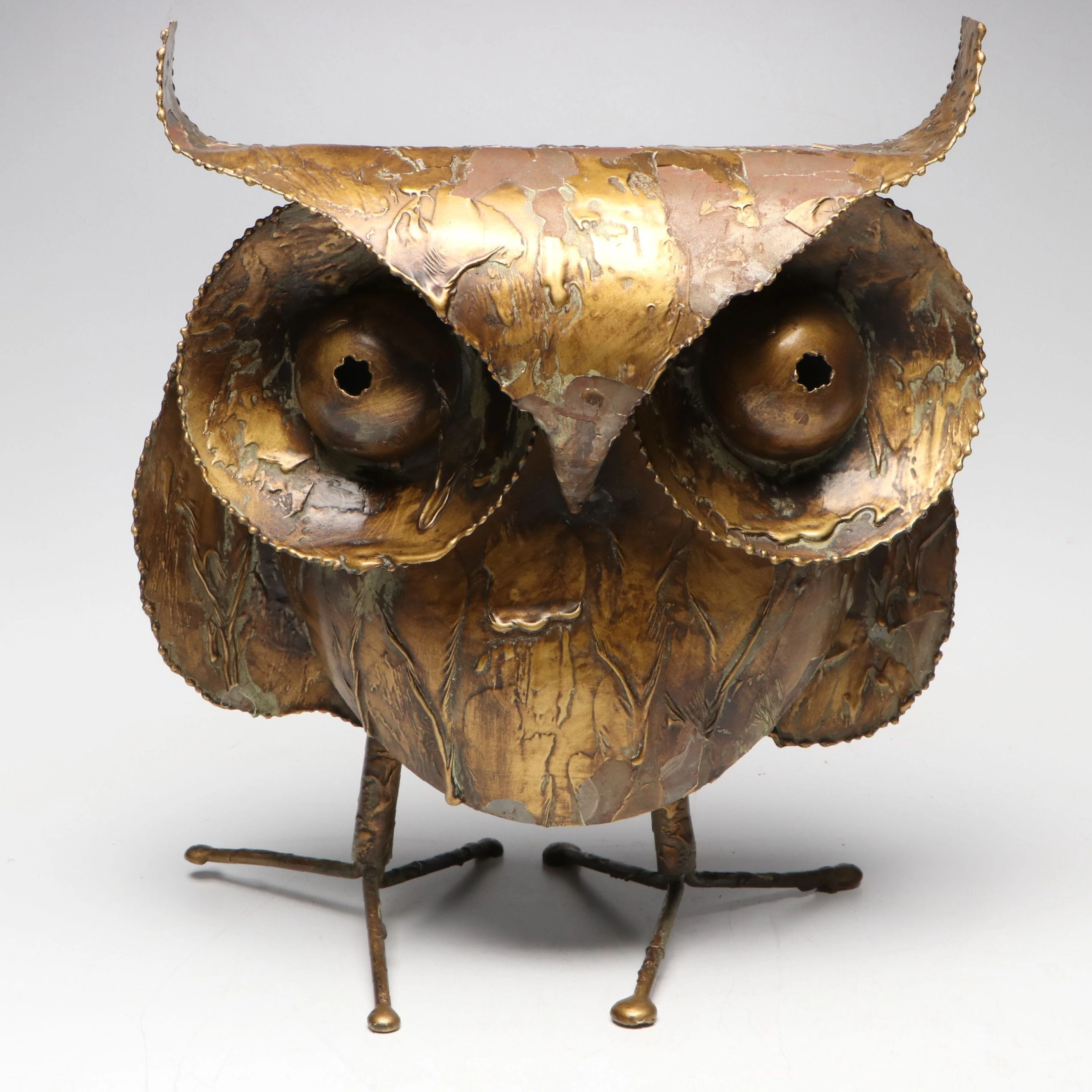 Curtis Jeré Mid Century Modern Metal Sculpture of Owl