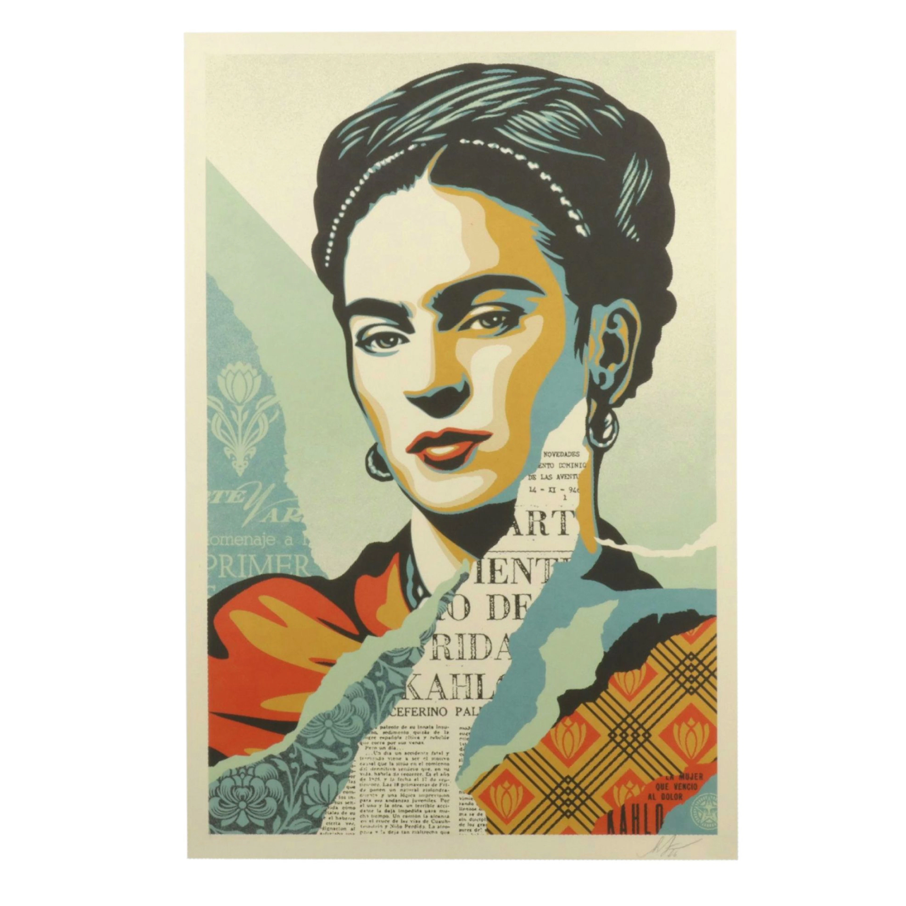 Shepard Fairey Offset Lithograph "The Woman Who Defeated Pain (Frida Kahlo)"
