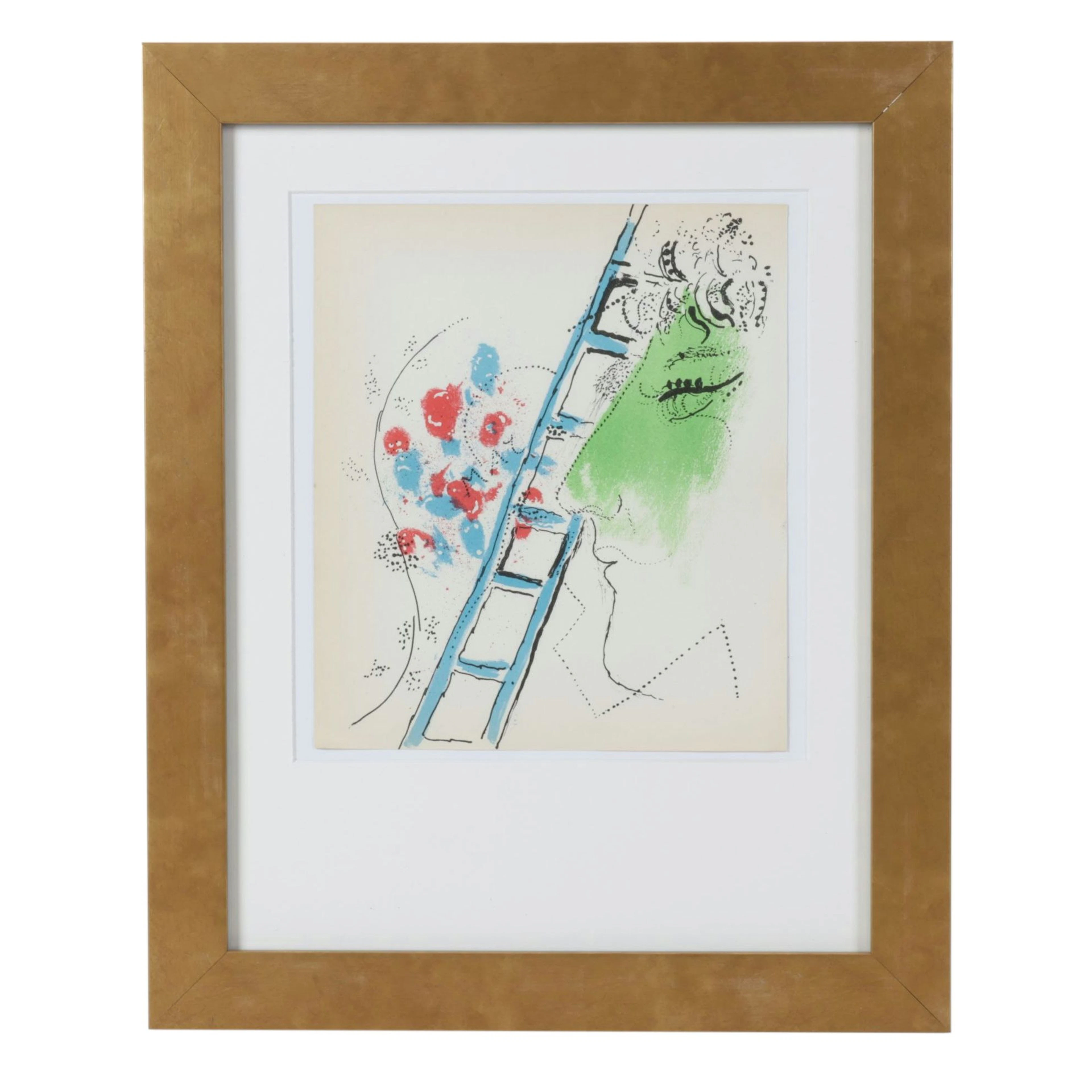 Marc Chagall Color Lithograph "L'échelle," 1957