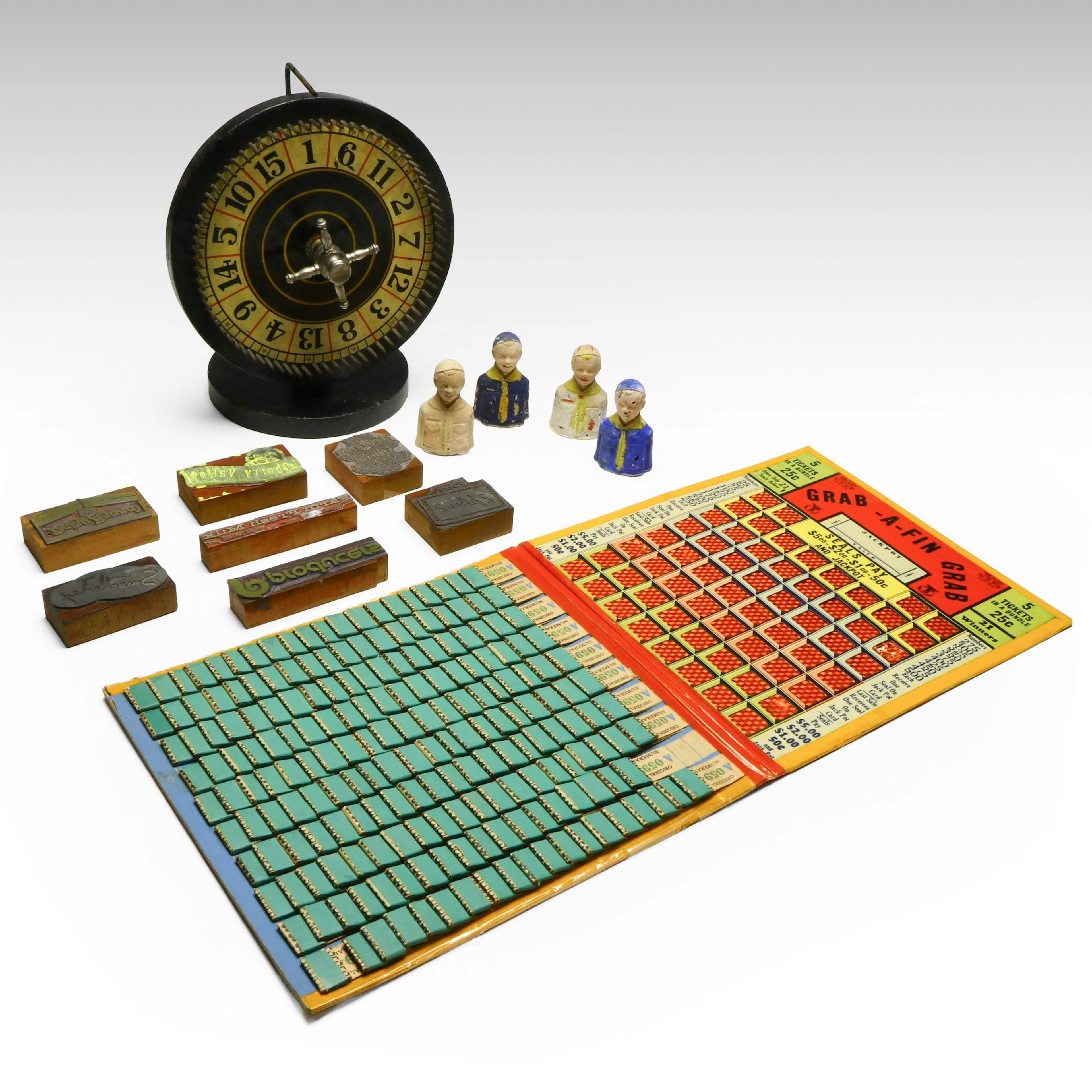 Gambling Spinning Wheel with Punch Board and Dairy Printer Blocks