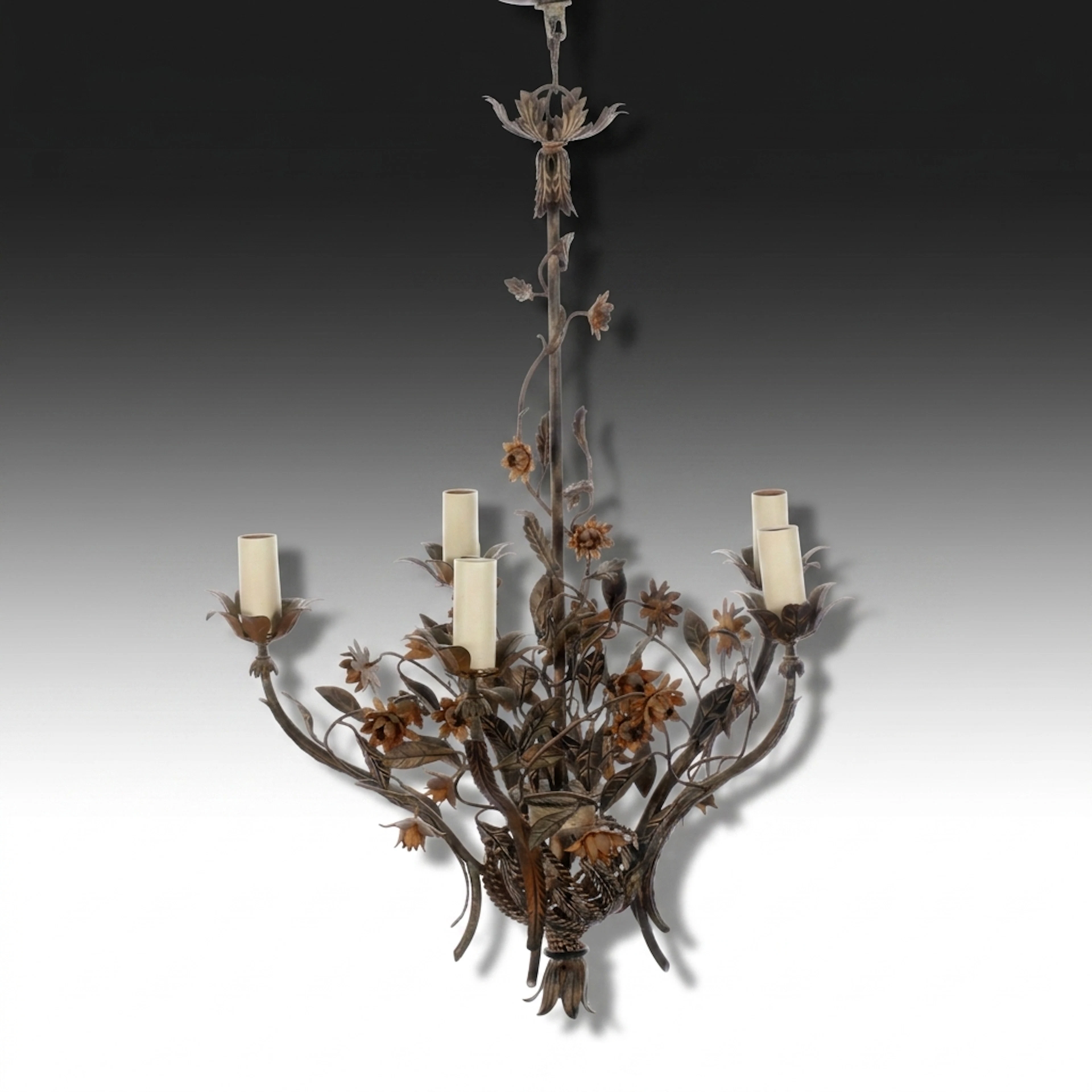 Italian Modern Style Vine and Flower Metal Five-Arm Chandelier