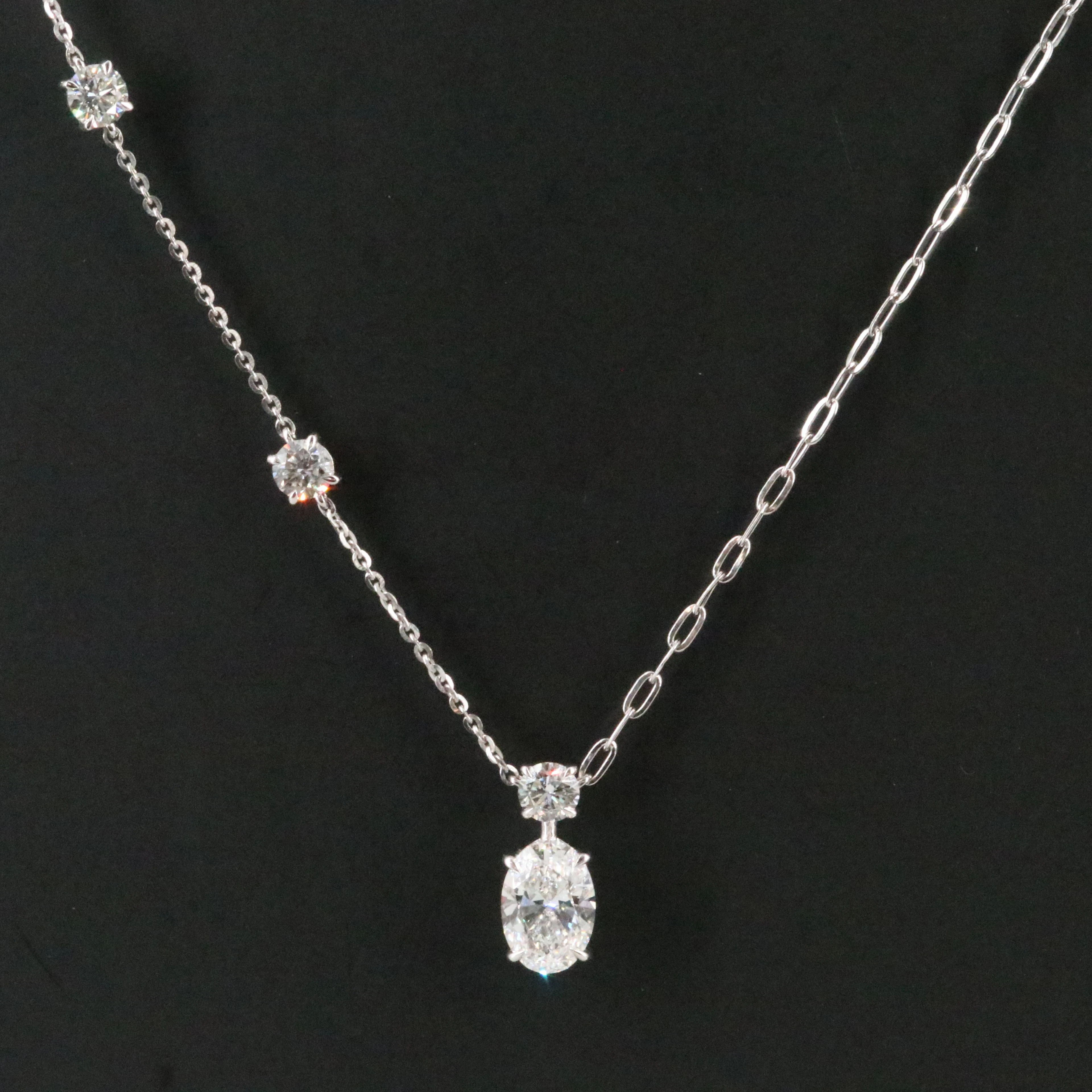 14K 3.50 CTW Lab Grown Diamond Pendant and Station Necklace with IGI Report