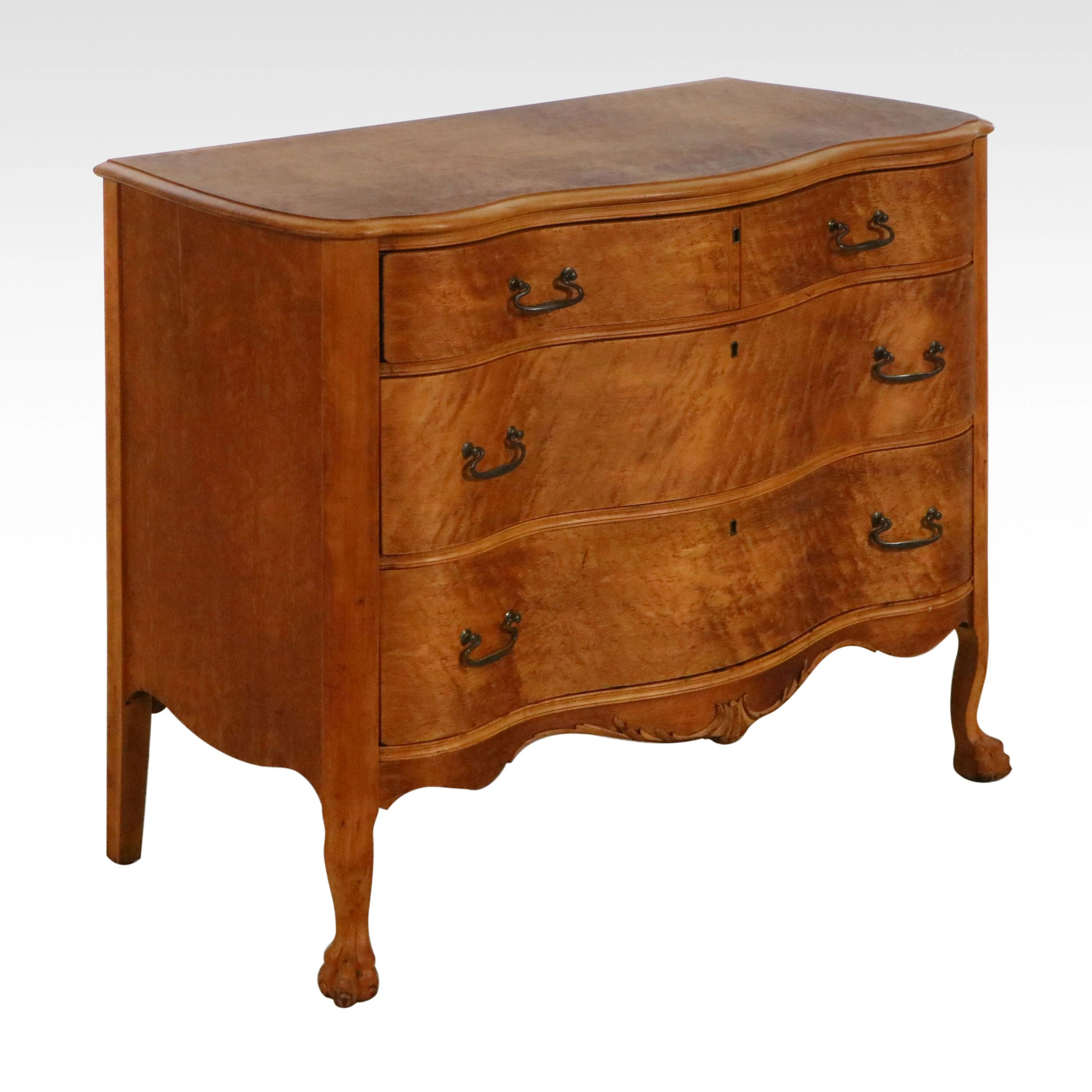 French Provincial Style Serpentine Front Chest of Drawers, Early to Mid-20th C.