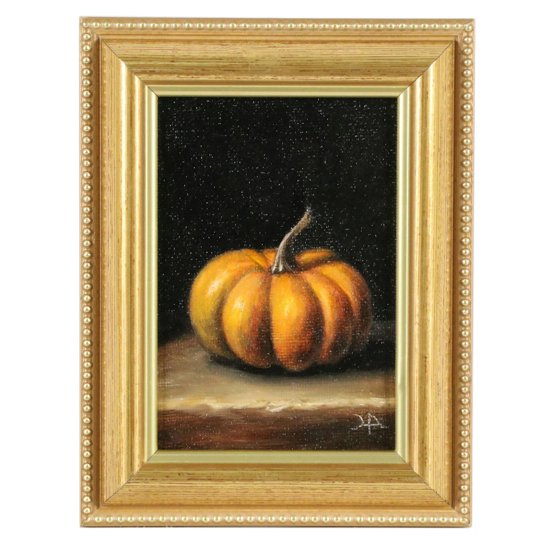 Houra Alghizzi Still Life Oil Painting "Little Pumpkin," 2026