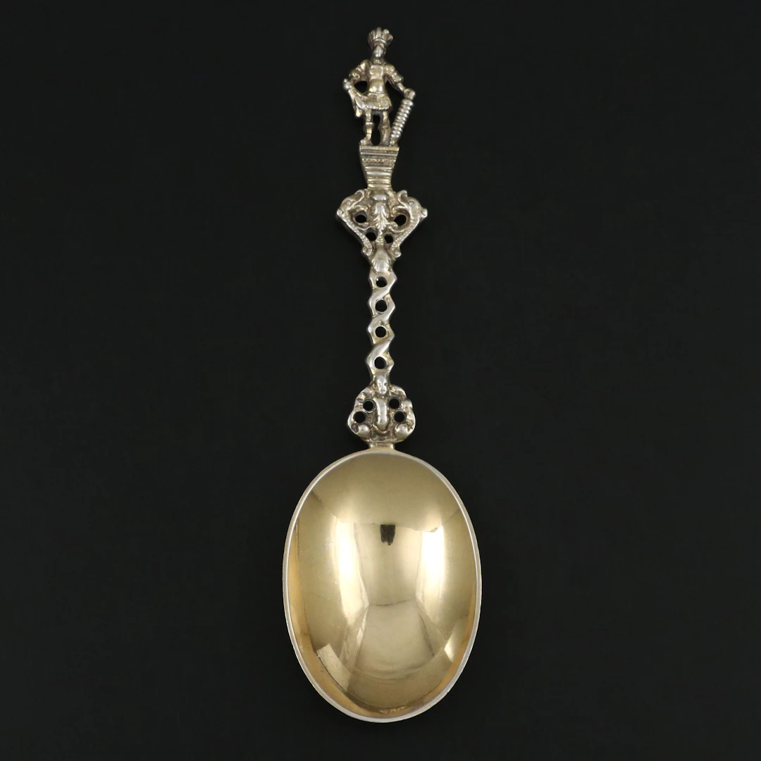 Daniel & John Wellby Gilt Sterling Silver Figural Spoon, 1890