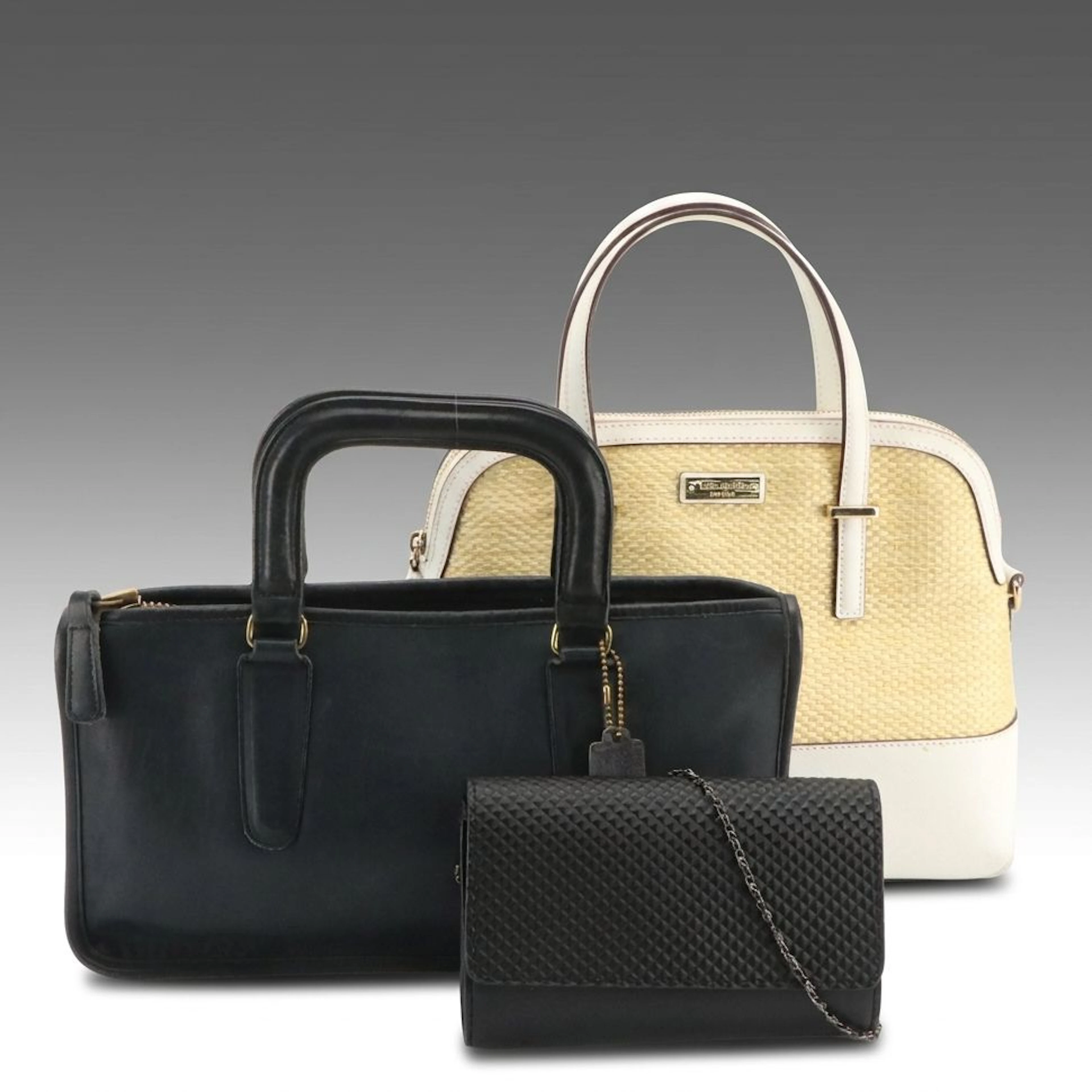 Coach Vintage Slim Satchel, Kate Spade Cedar Street Bag, & Neiman Marcus Clutch