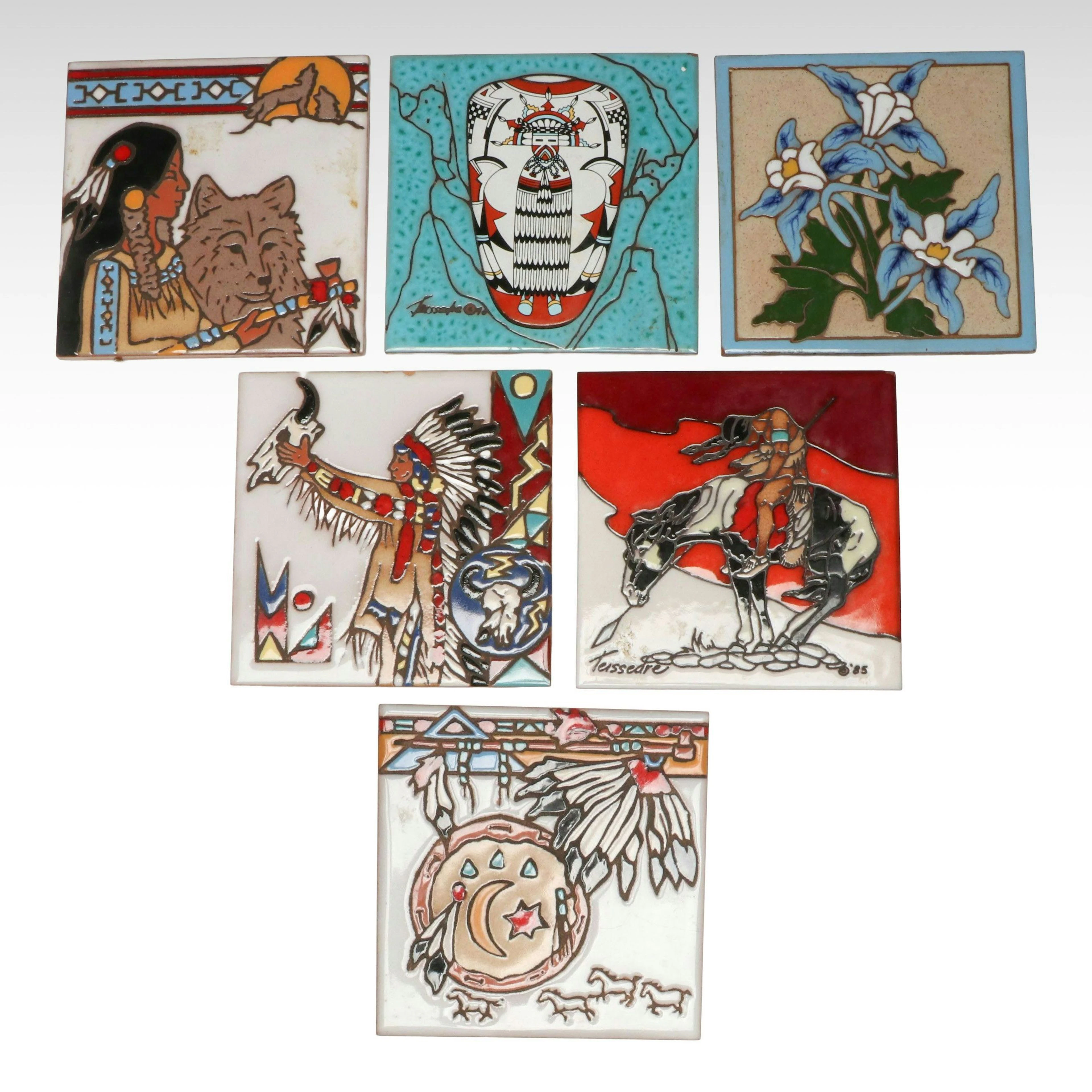 Mag Mor Studios, Cleo Teissedre Southwestern Style Painted Trivet Tiles