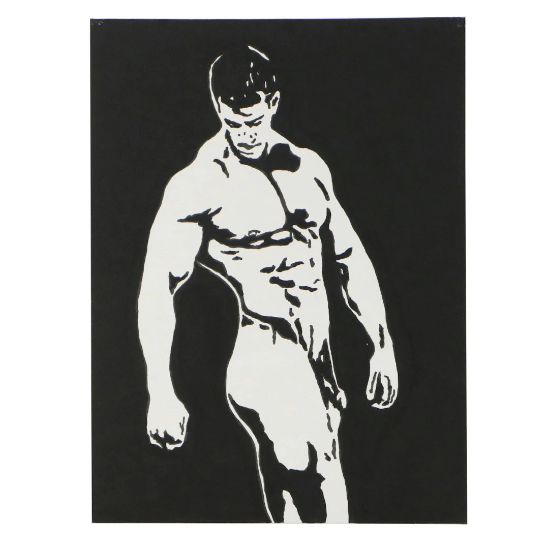 deSanto Acrylic Painting of Standing Male Nude, 2026
