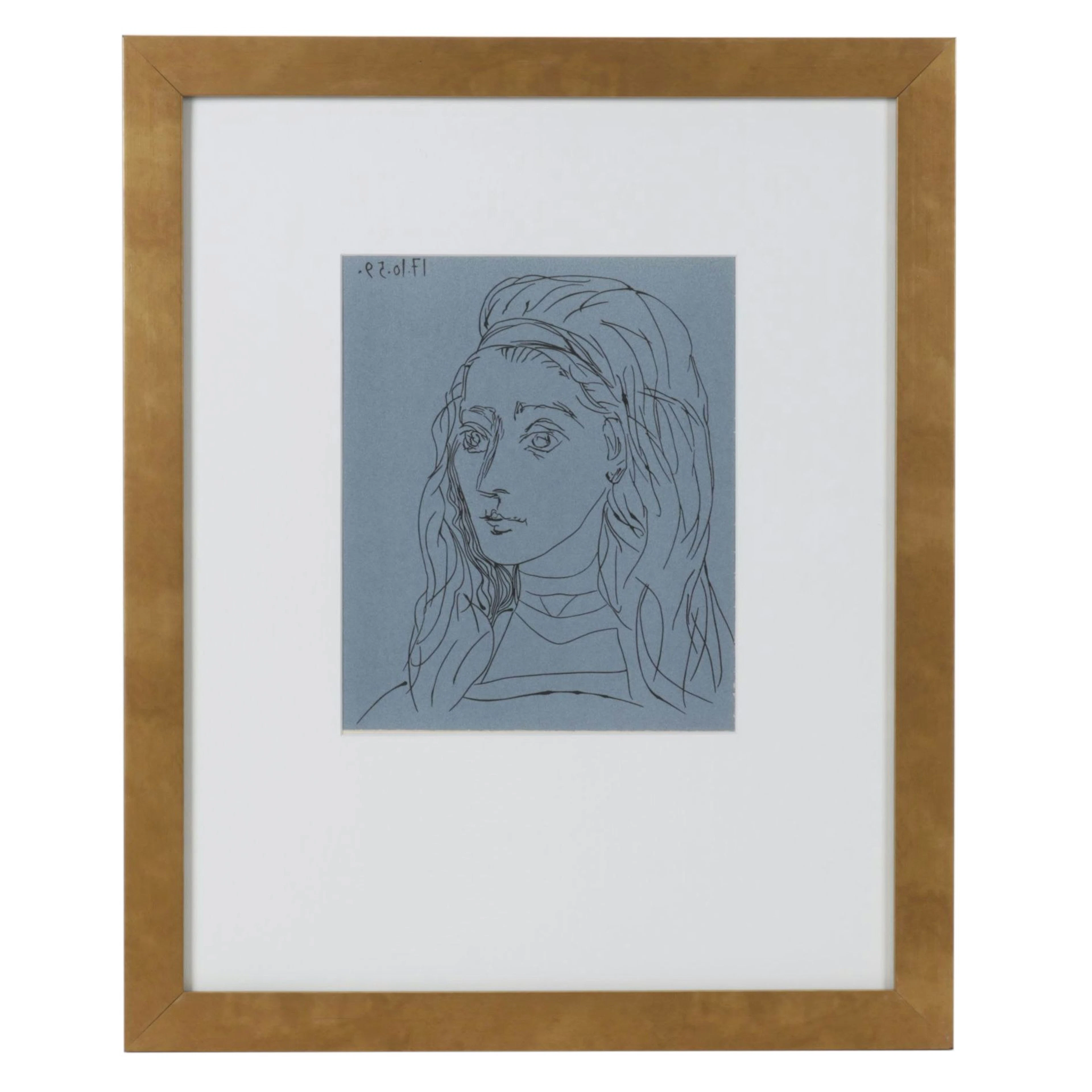 Pablo Picasso Linoleum Cut "Jacqueline," 1962