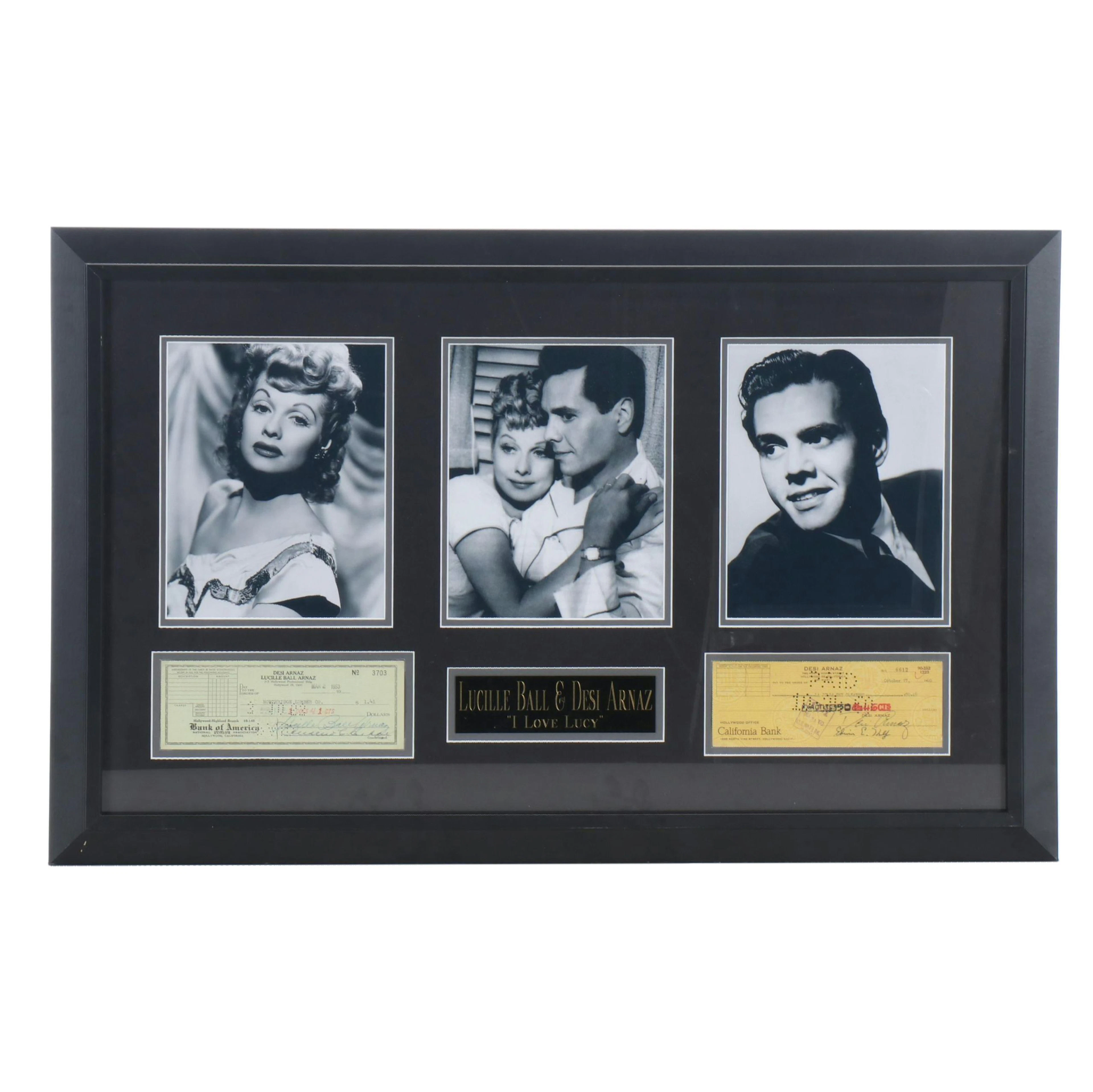 Lucille Ball and Desi Arnaz Signed Checks with Photographs, CEI Sports
