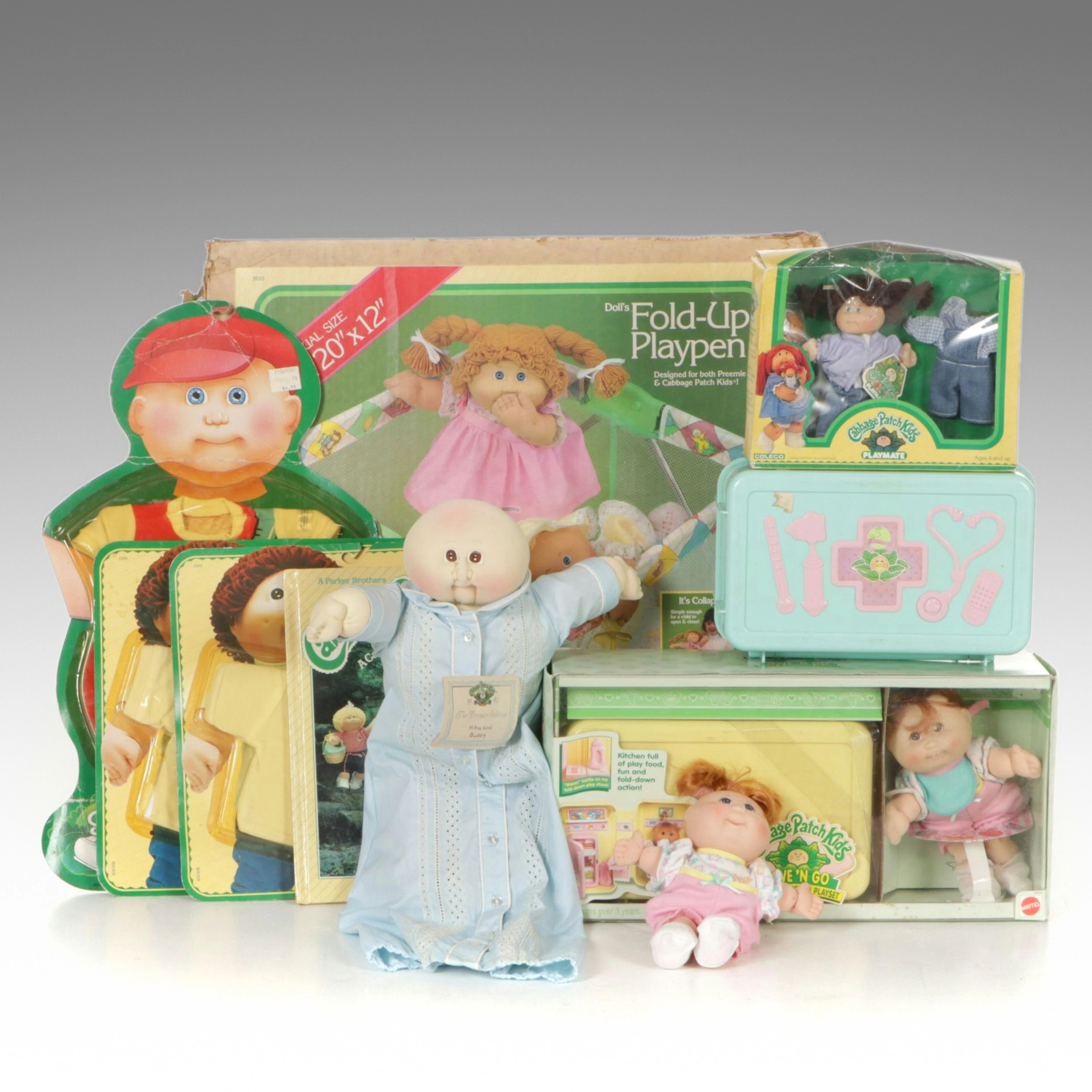 1980s Cabbage Patch Kids Dolls & Accessories Including a Fold Up Toy