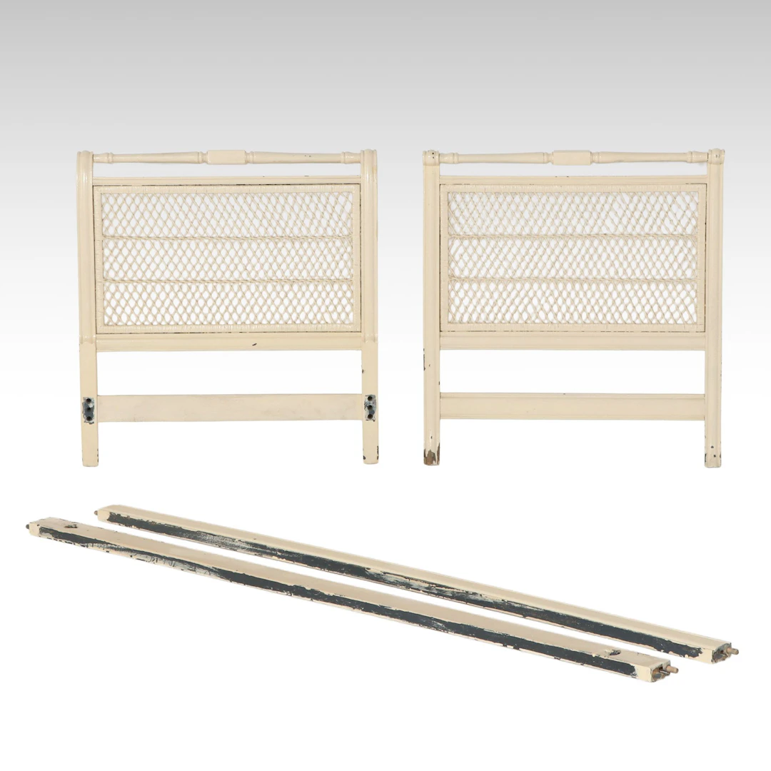 French Provincial Style Wood and Wicker Panel Daybed, Mid-20th C.