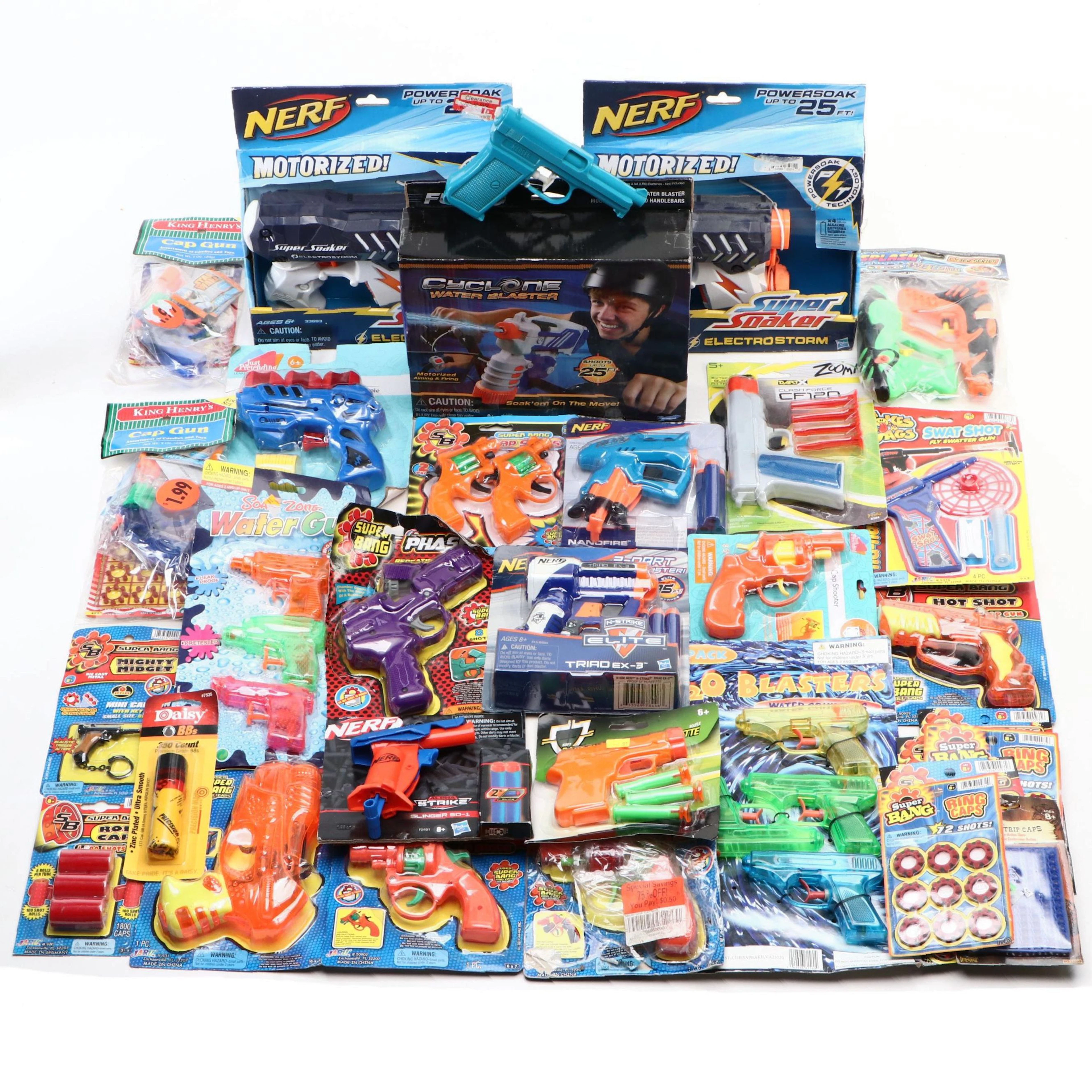 Nerf Electrostorm Super Soakers with Other Water Blasters and Toy Cap Guns