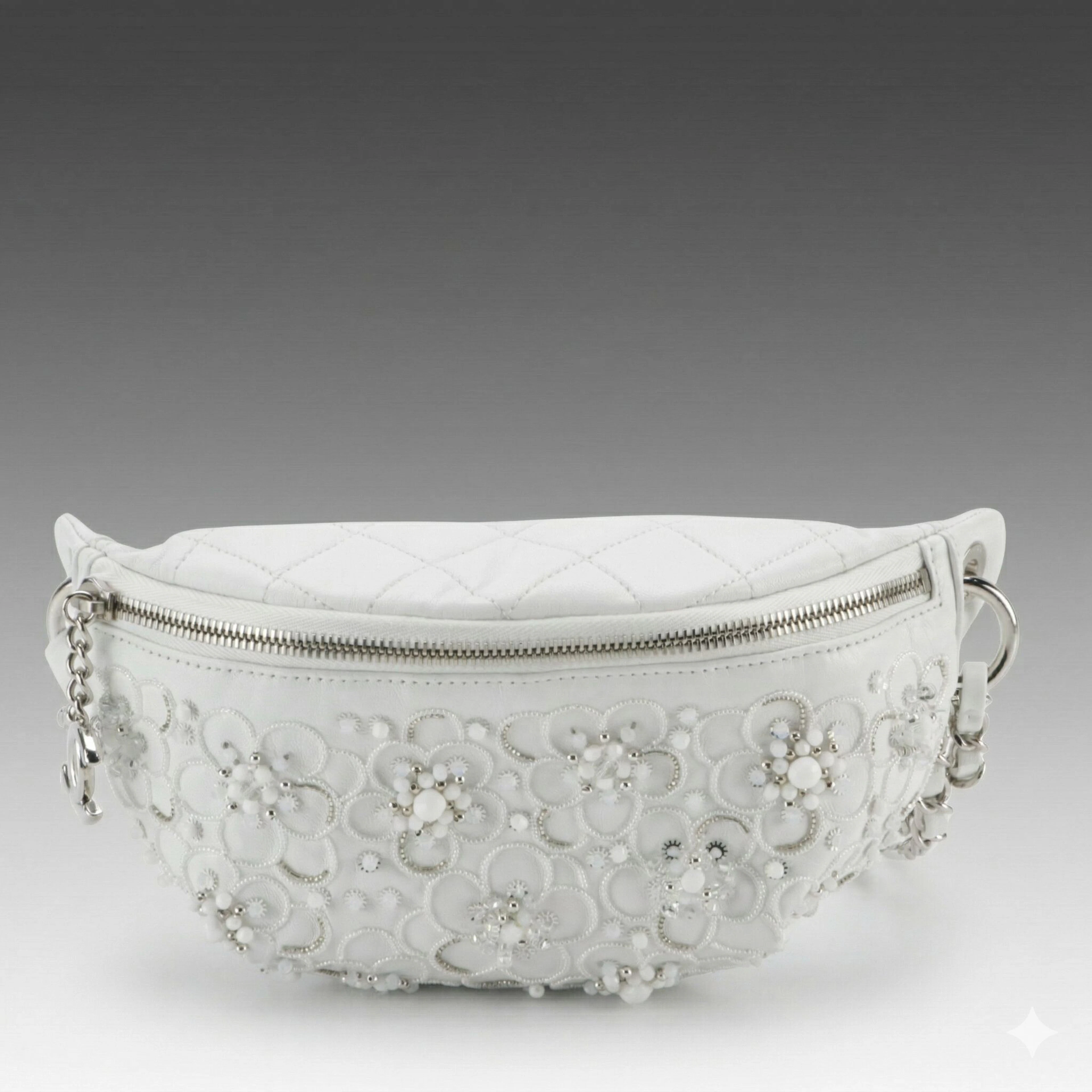 Chanel Waist Bag in Floral Bead Embellished Leather with Quilted Details