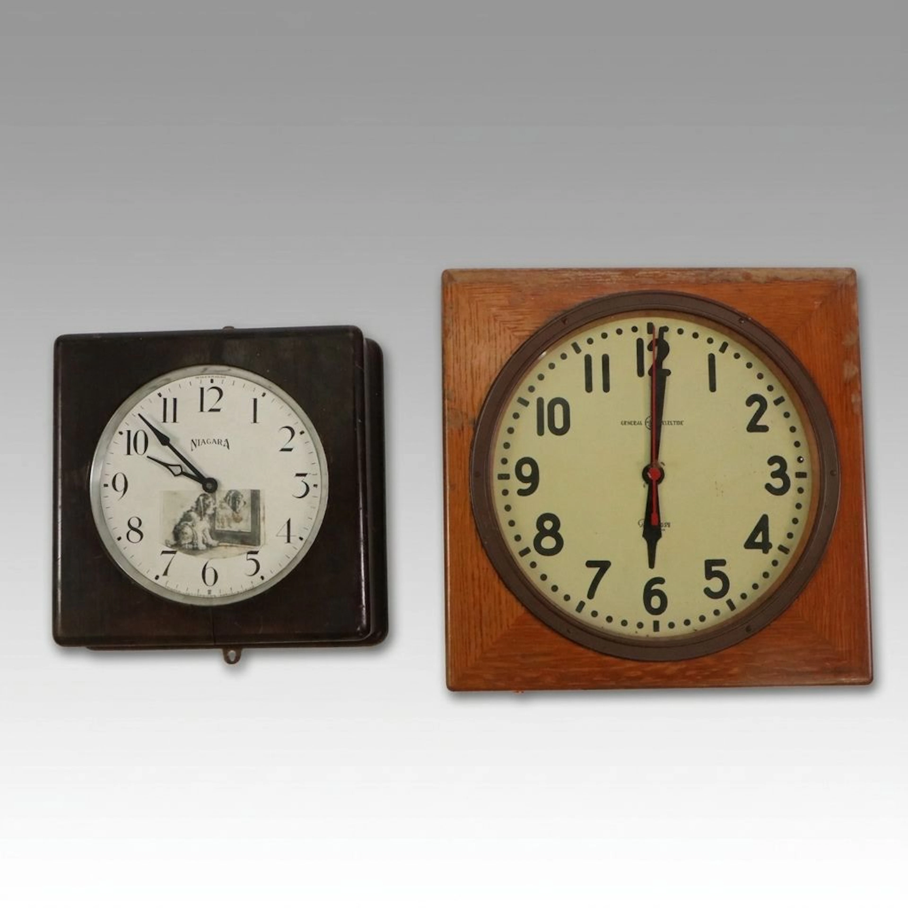 Niagara and General Electric Art Deco Style Wall Clocks