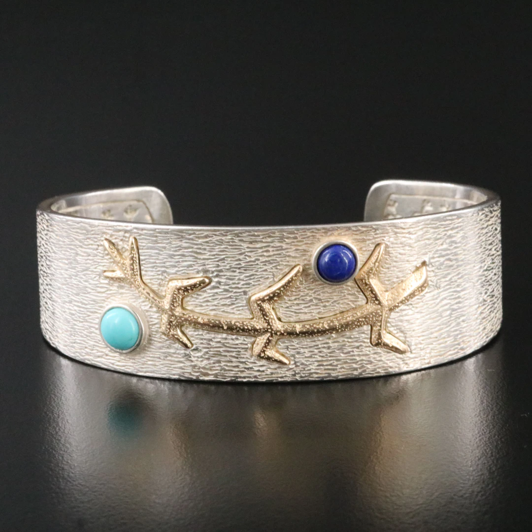 Andrew Redhorse Alvarez Sterling Corn Stalk Cuff with 14K Accent