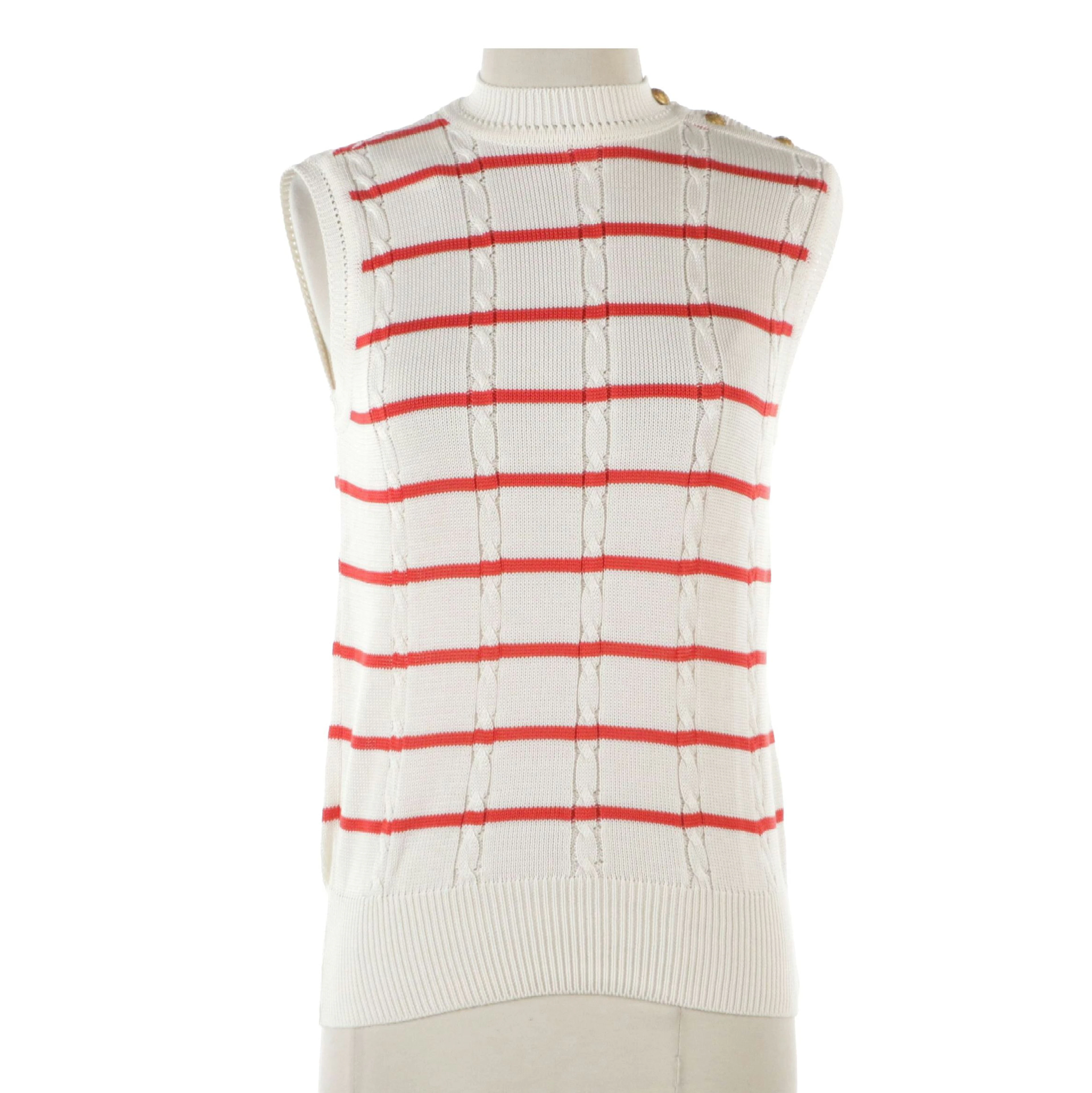 Christian Dior Sports Vintage Striped Knit Sleeveless Sweater, With Tag