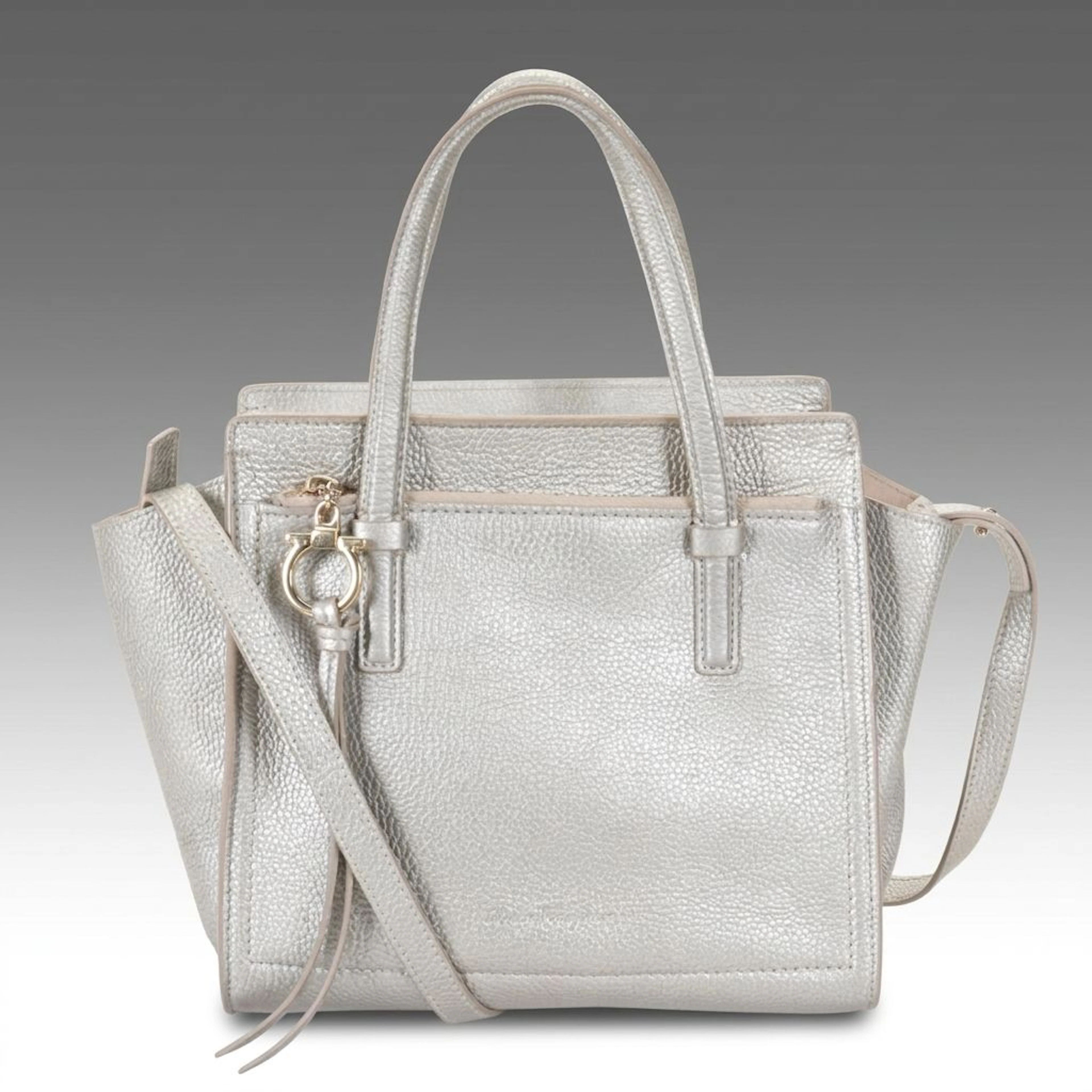 Salvatore Ferragamo Amy Zip Tote Bag in Metallic Grained Calfskin Leather