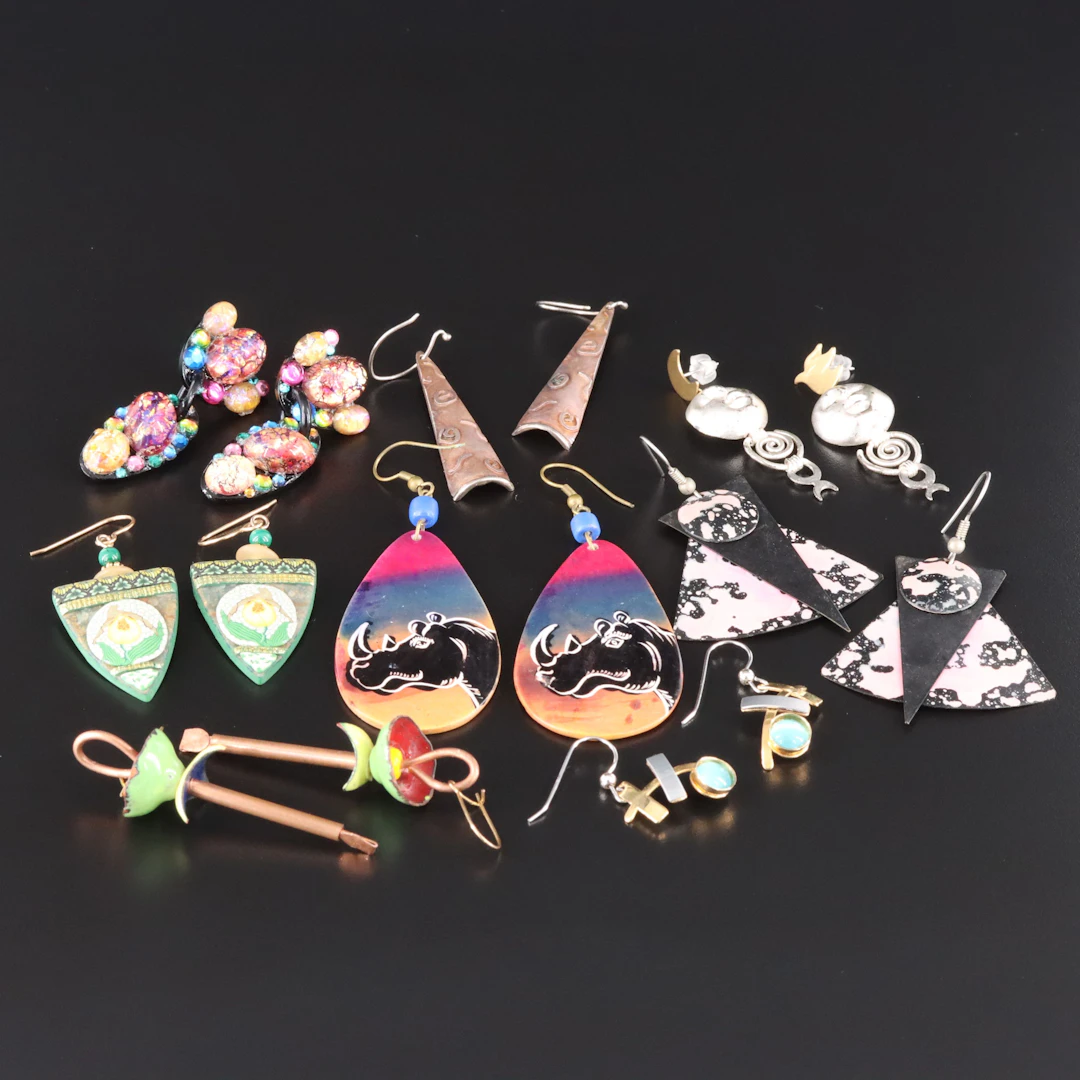 Barbara Sperling Lady Slippers and Sterling Featured in Earrings with Malachite