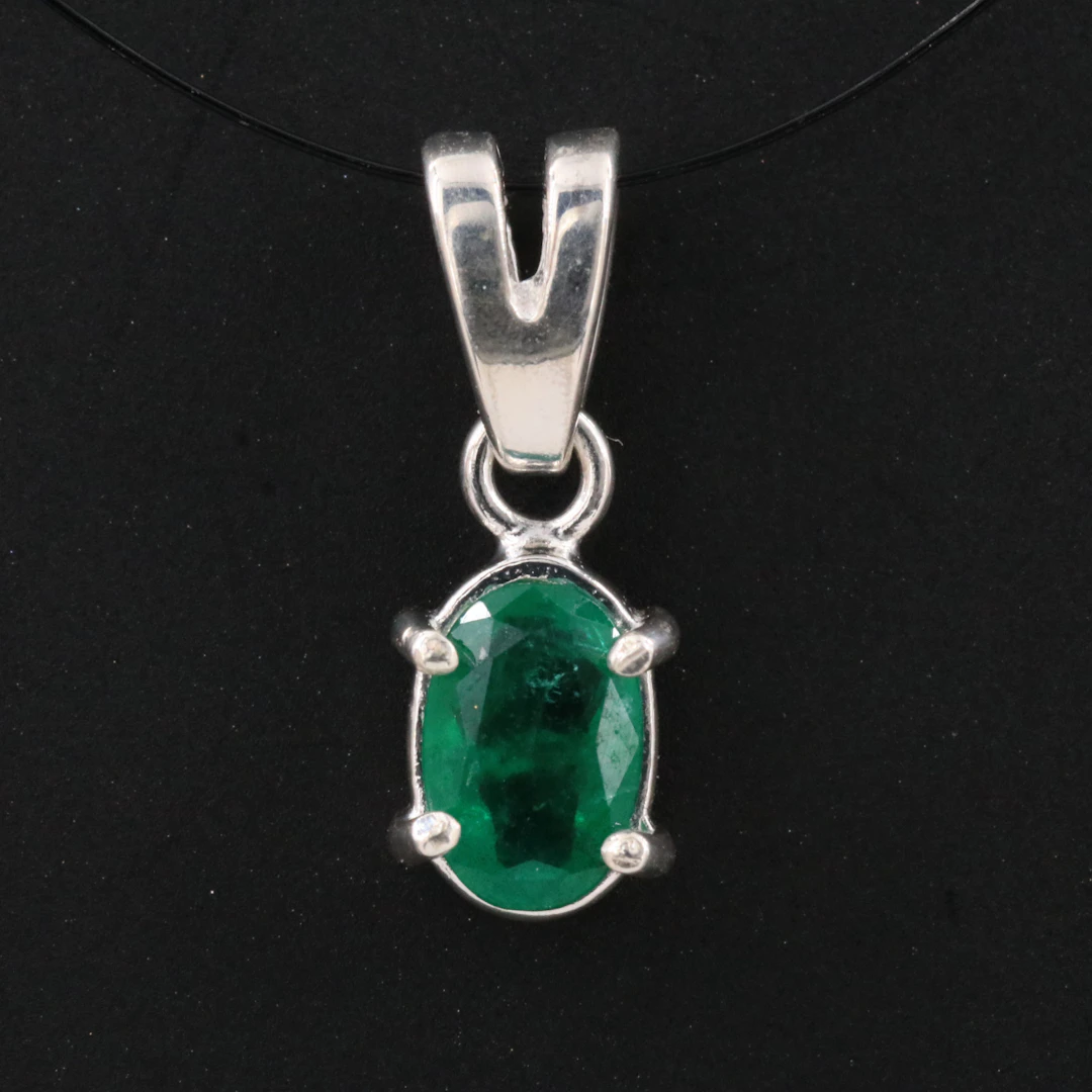 Sterling Emerald Solitaire Pendant