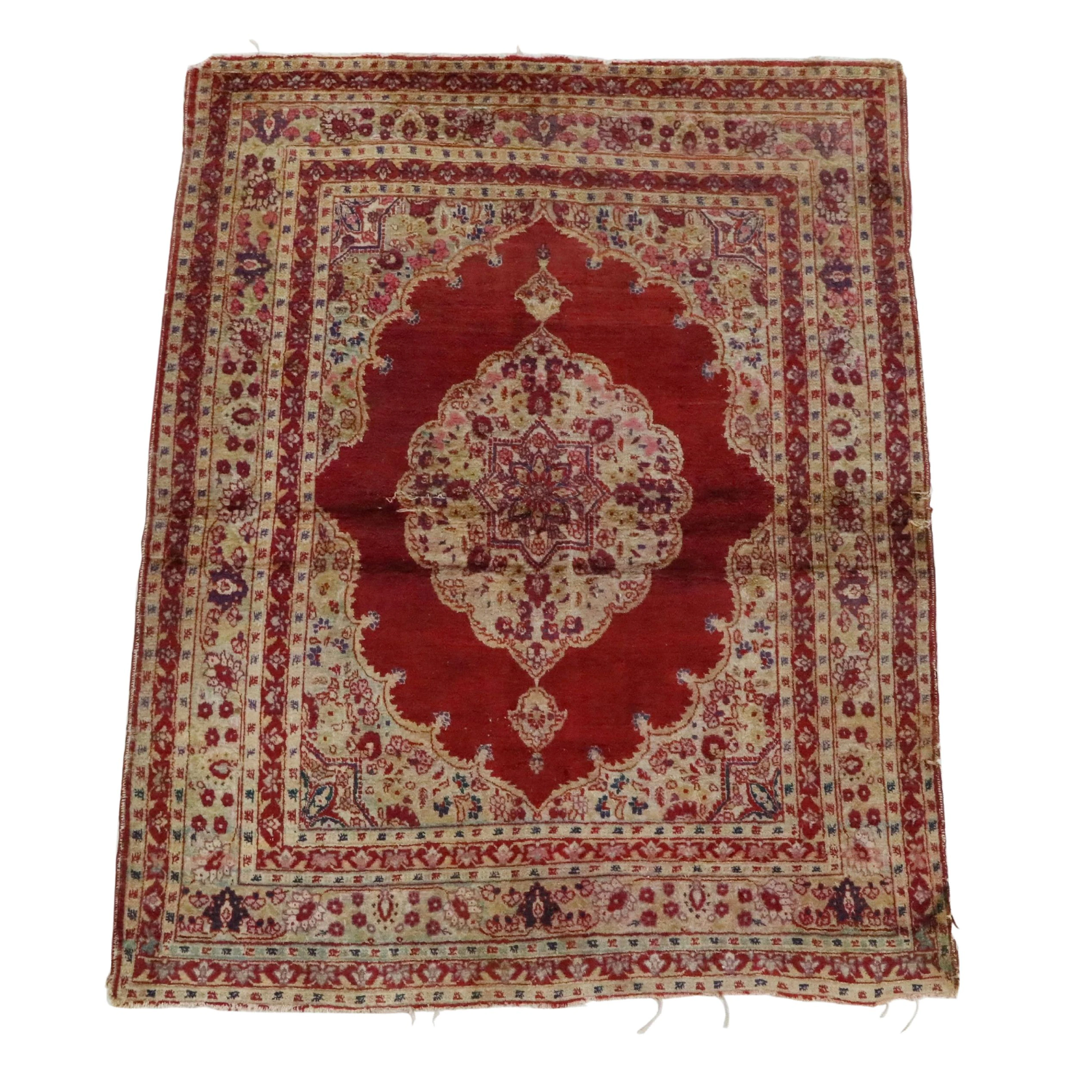 4'1 x 5'4 Hand-Knotted Persian Kerman Area Rug