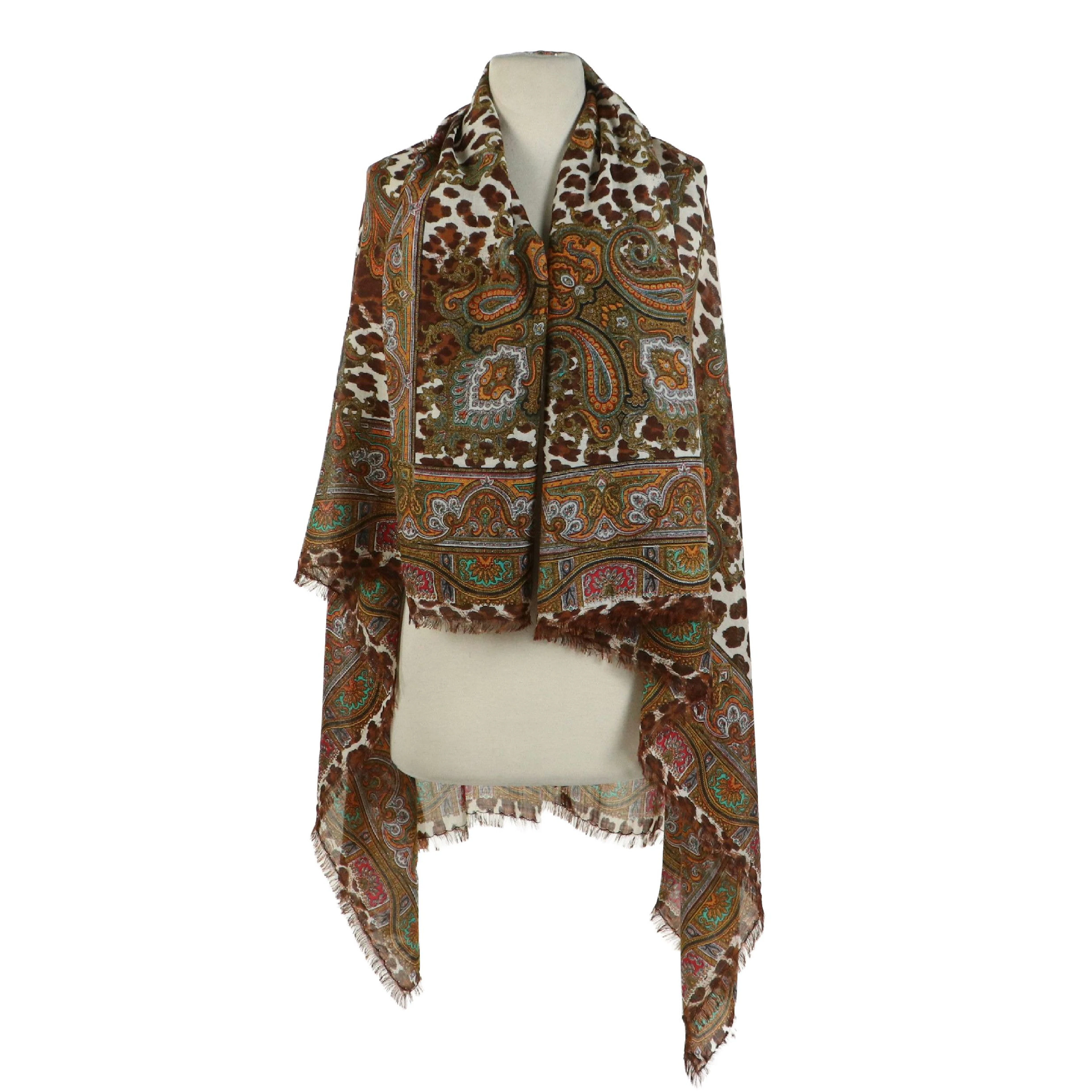 Christian Dior Scarf 140 in Mixed Pattern Wool Gauze
