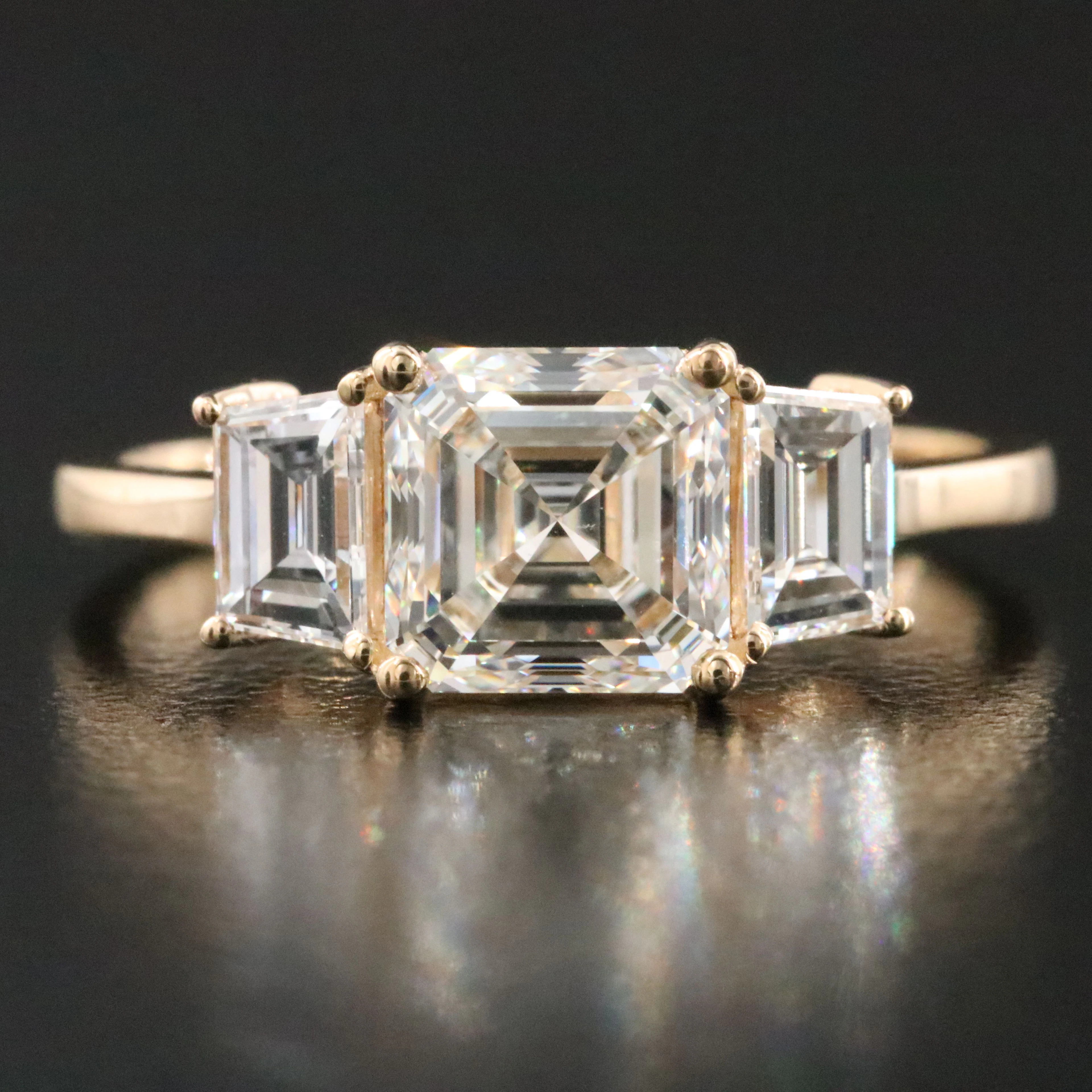 18K 2.22 CTW Diamond Three Stone Ring with GIA Report