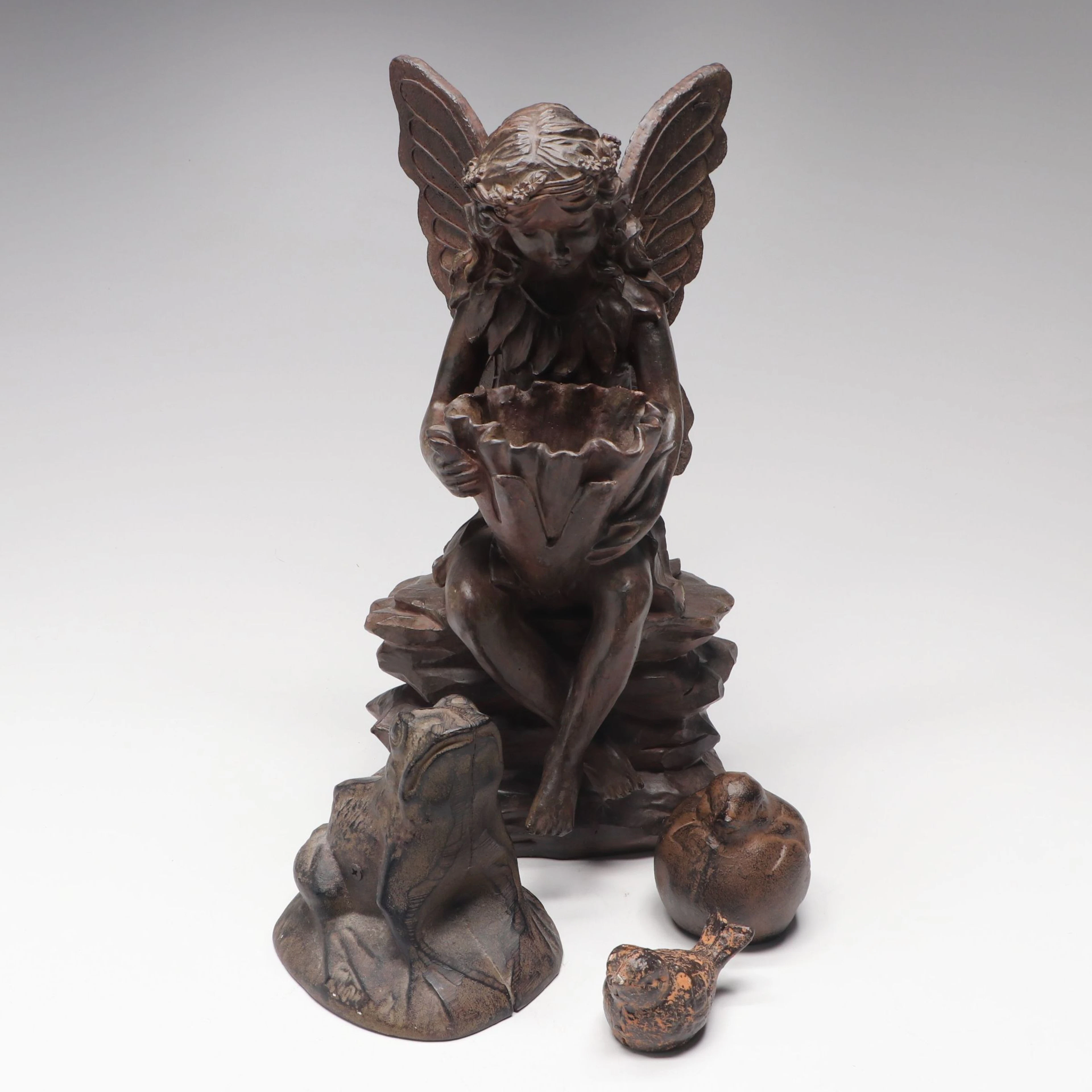 Cast Metal and Composite Whimsical Fairy and Animal Figurines, Contemporary