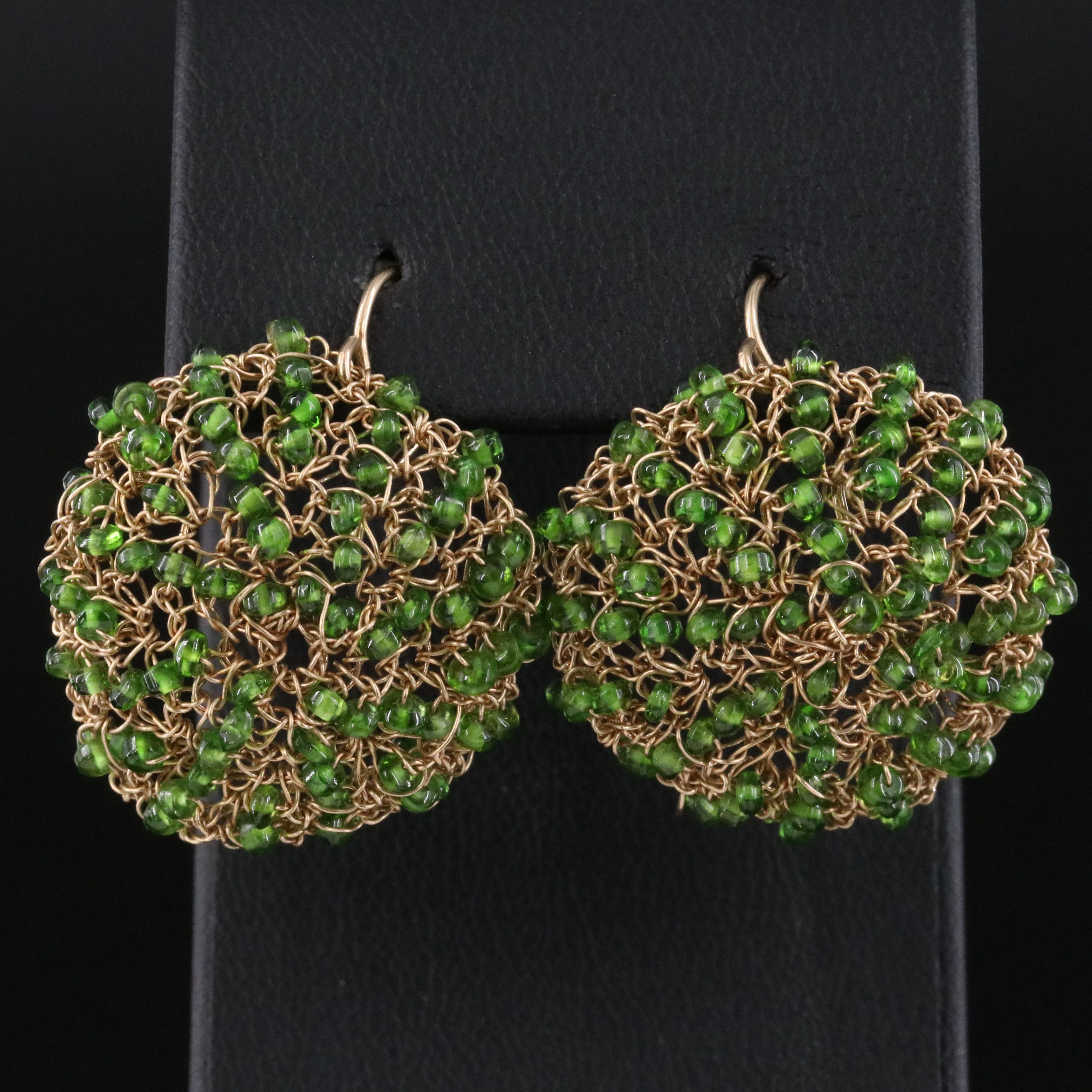 14K Diopside Woven Dome Earrings