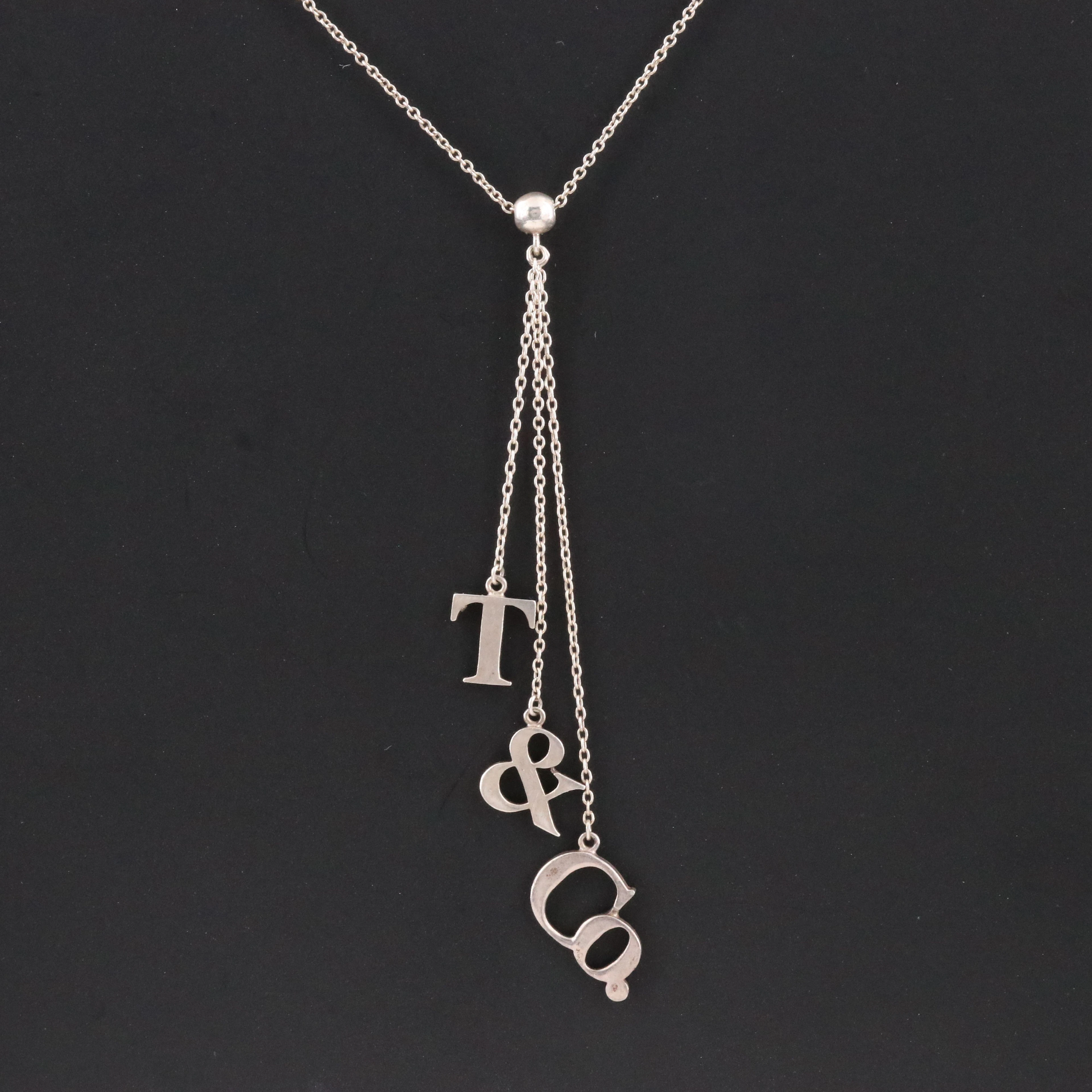 Tiffany & Co. Hallmark Sterling Triple Drop Lariat Necklace