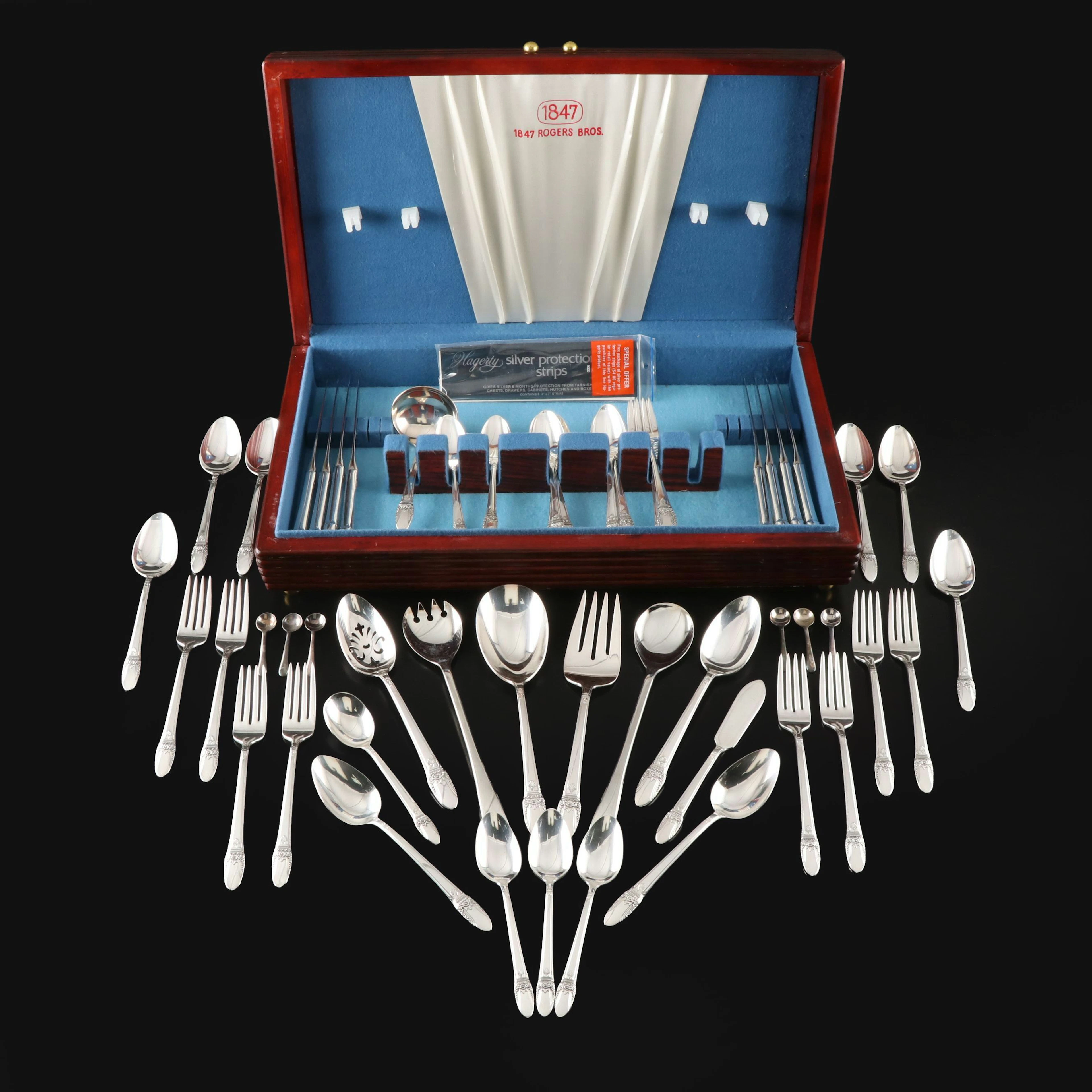 1847 Rogers Bros. "First Love" Silver Plate Flatware with English Salt Spoons