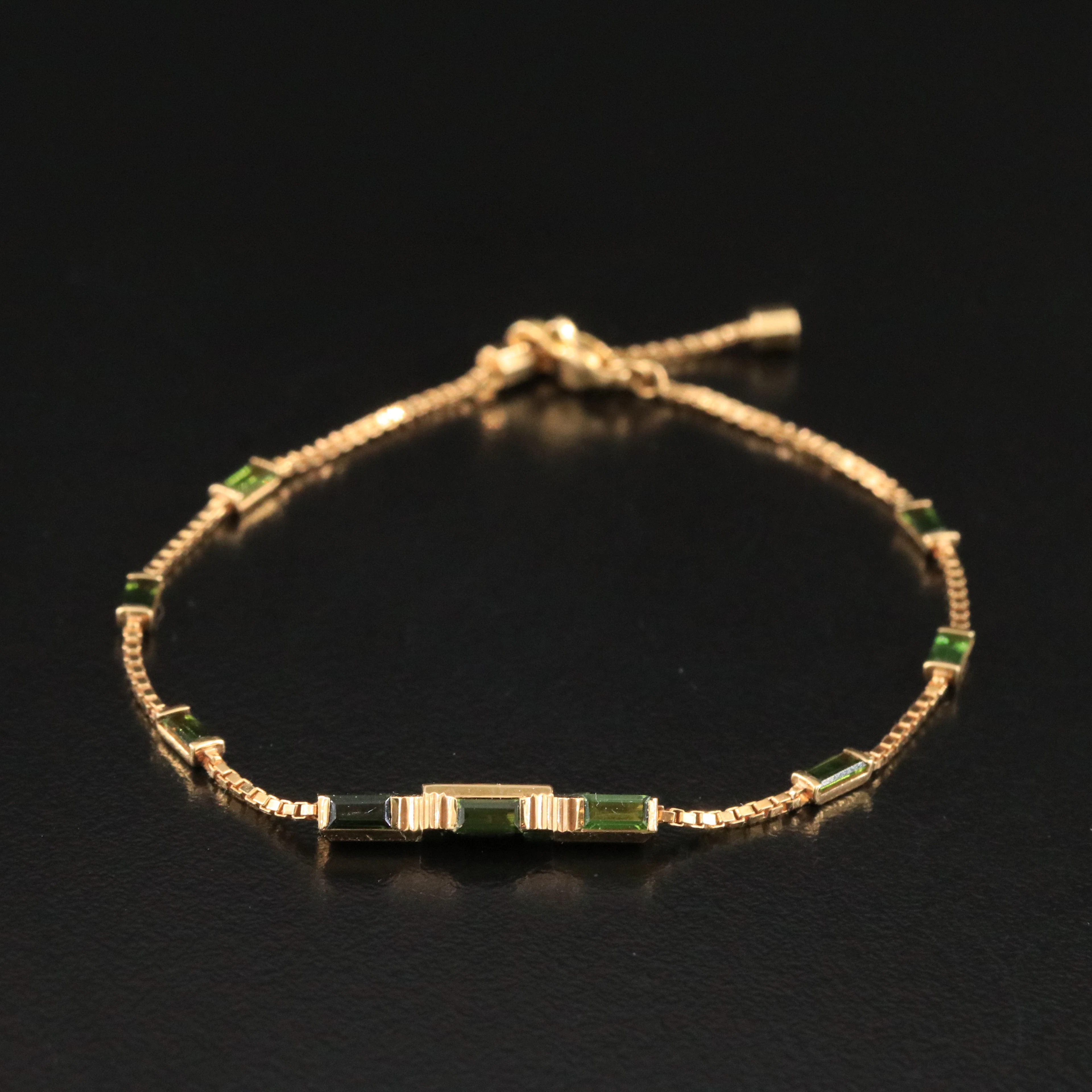 Gucci 18K Green Tourmaline Station Bracelet