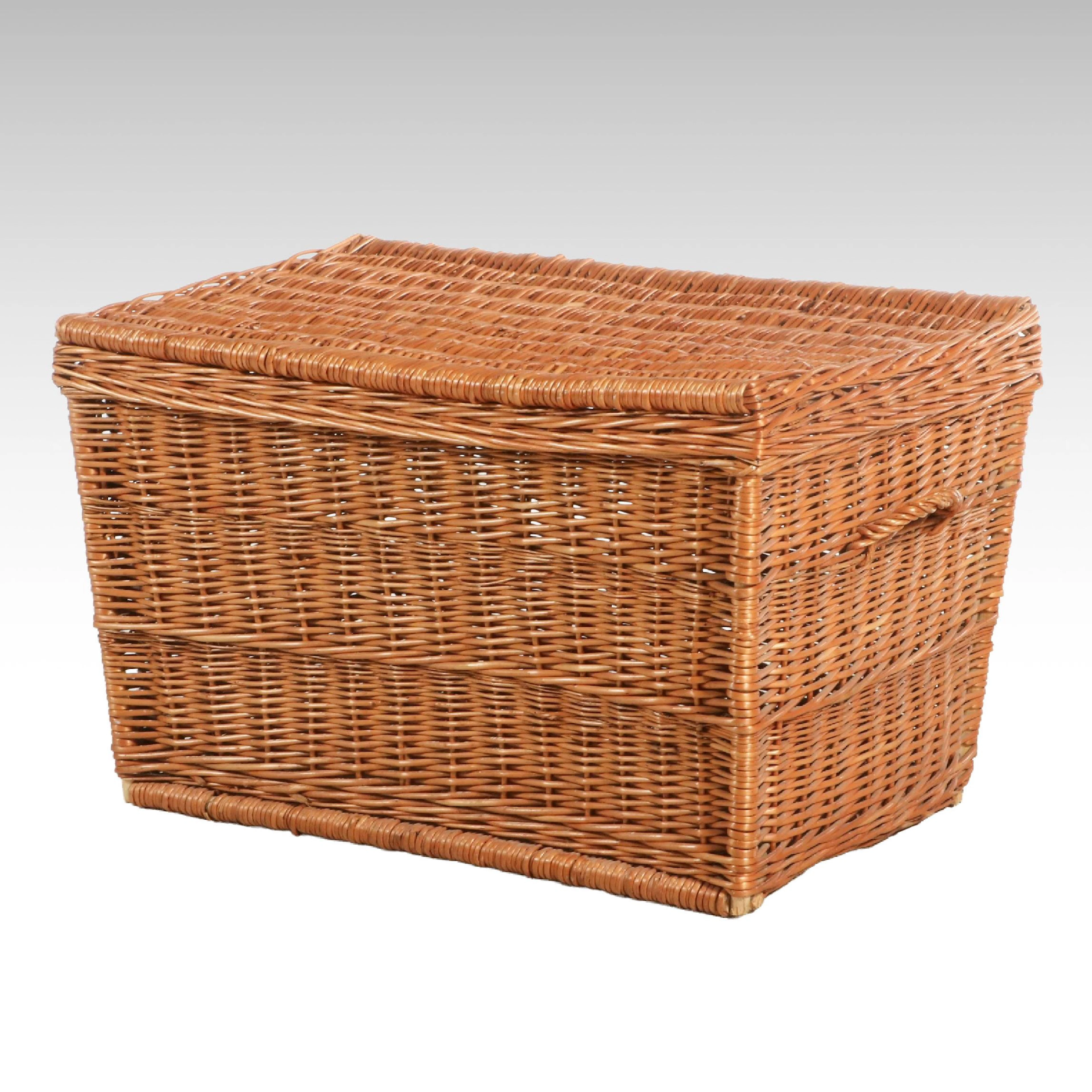 Handwoven Wicker Storage Trunk Basket